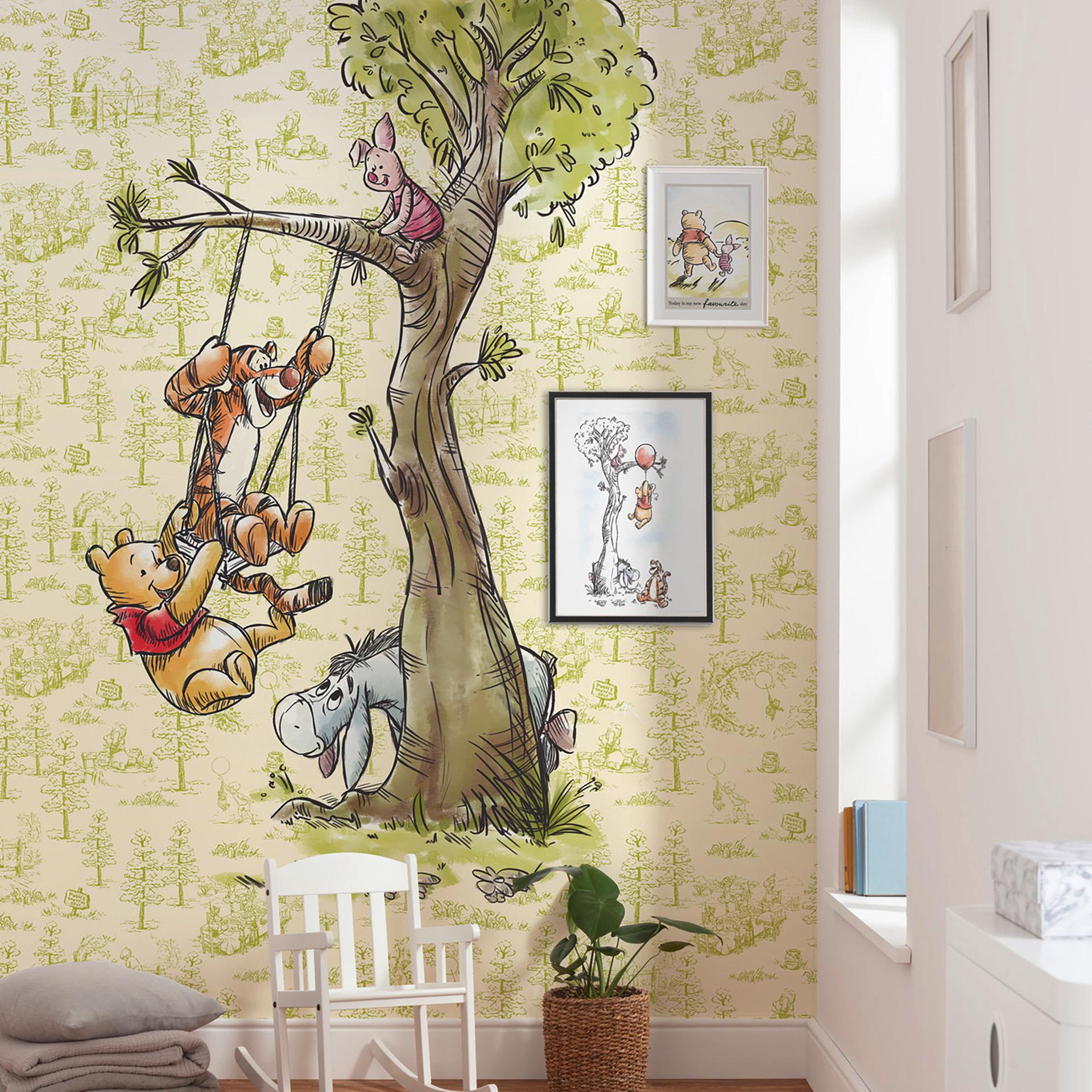 behang - Winnie de Poeh in het bos - 200 x 280 cm
