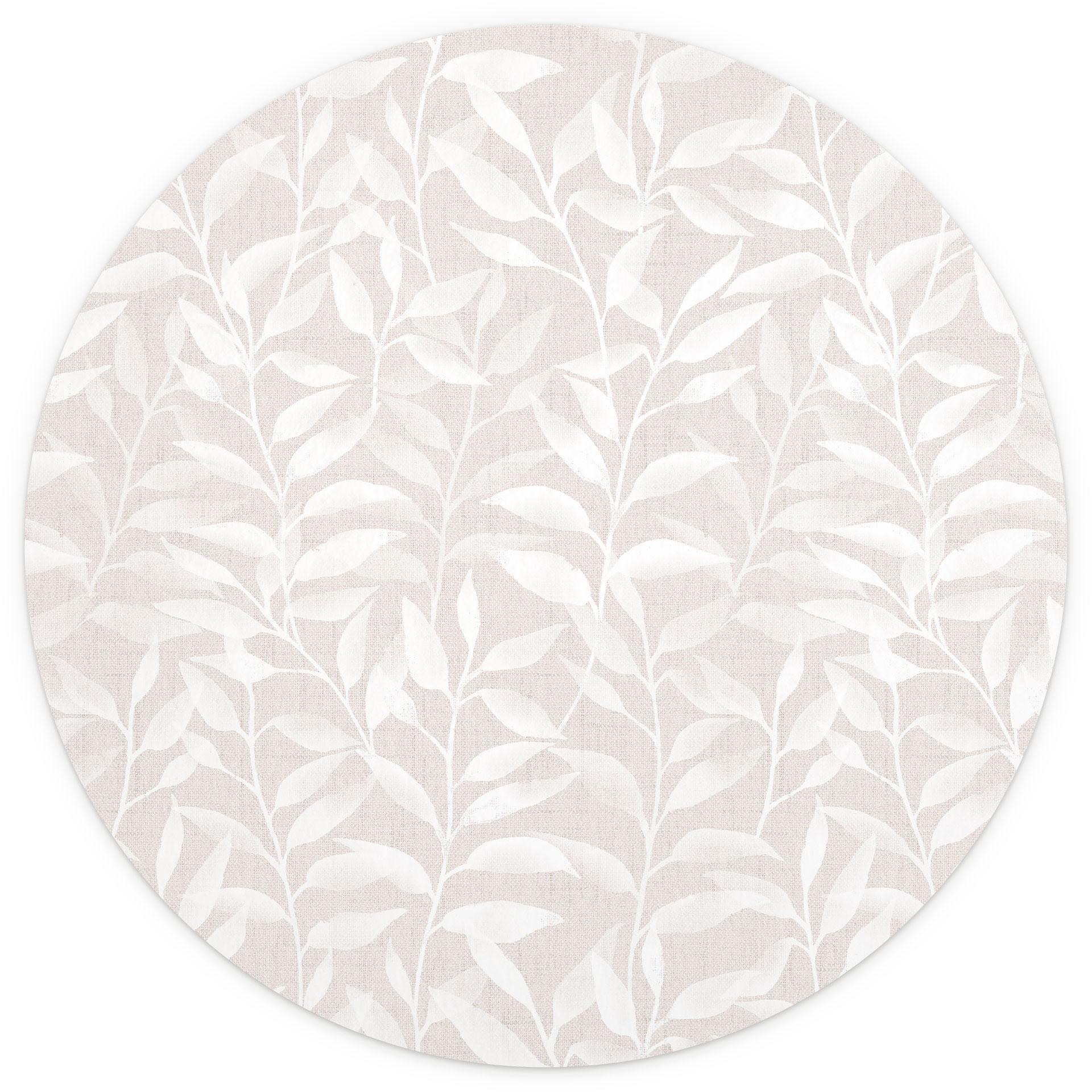 Delicate Watercolour Leaves Behang - Zacht Beige - Bloemen Decor - Rond - Zelfklevend/niet-geweven