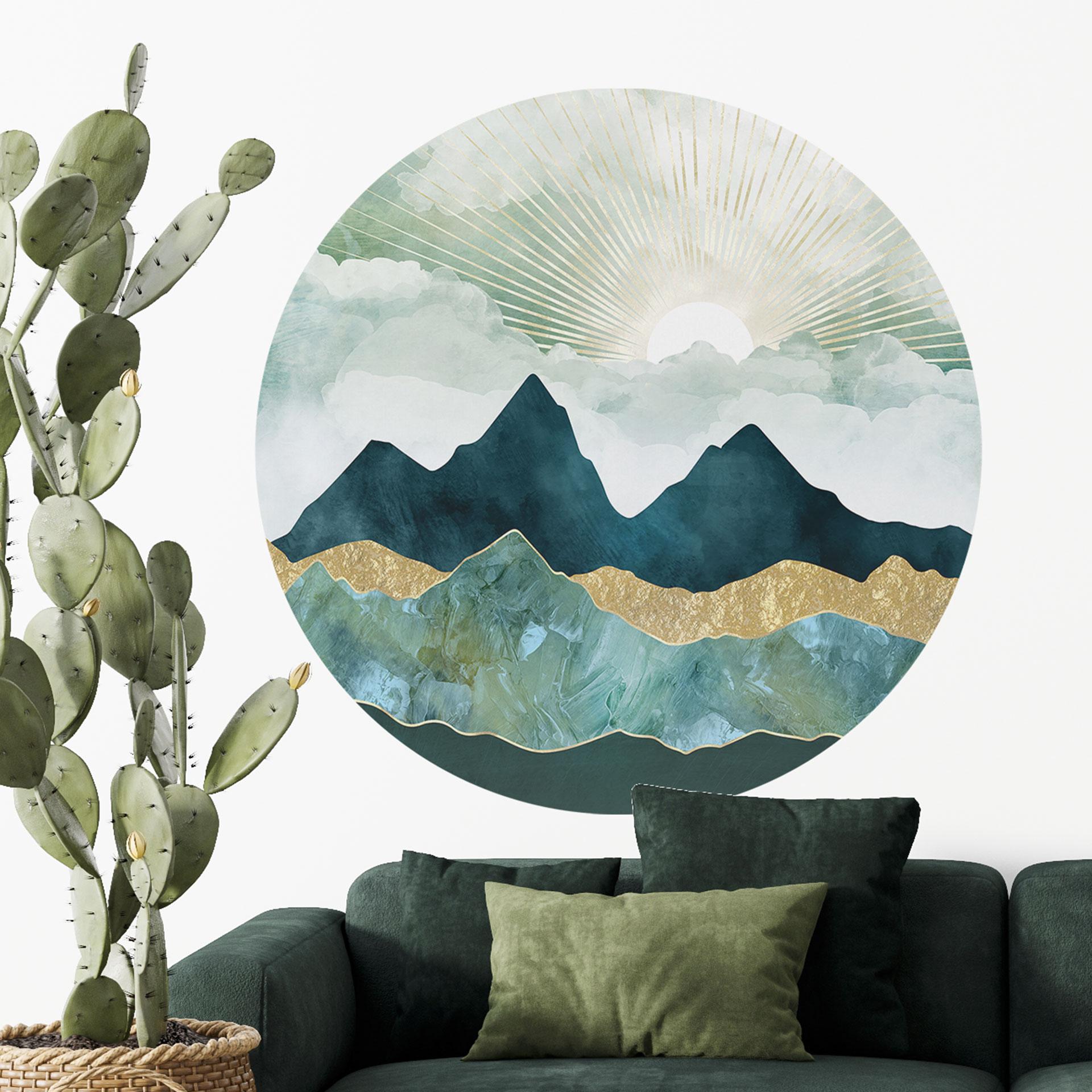 Wall Sticker Solrigt landskab i blå og guld - SpaceFrog Designs