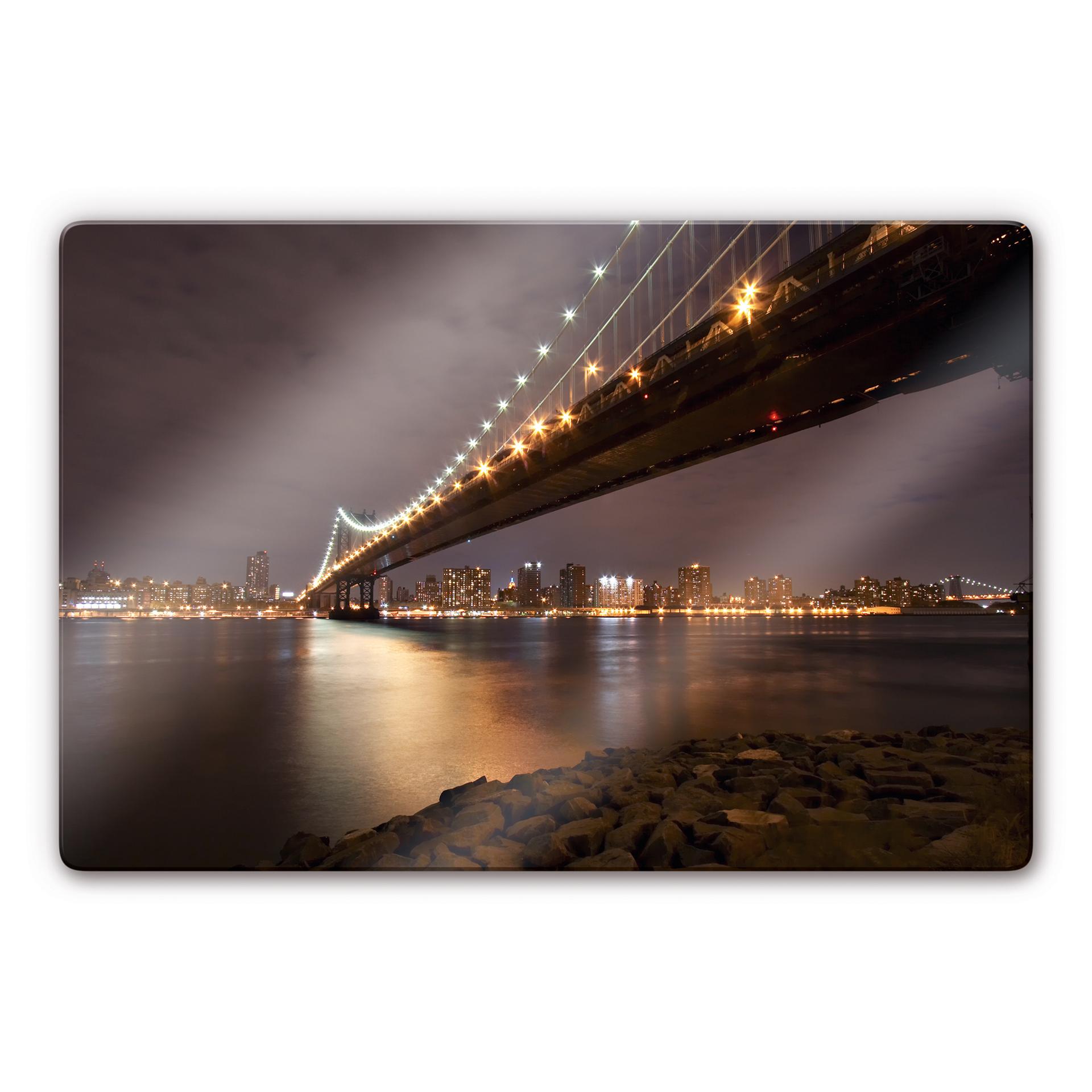 Tableau en verre - Pont de Manhattant la nuit