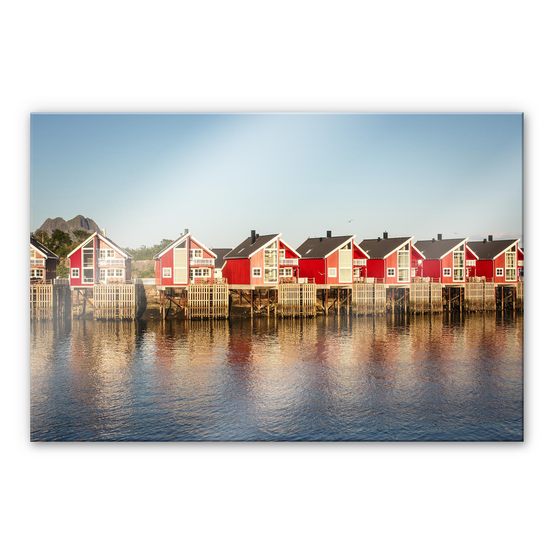 Akrylbillede af feriehuse ved havet