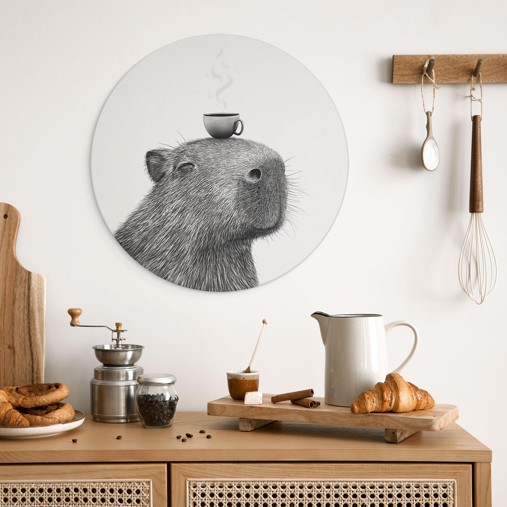 Billede Capybara Morgen Kaffe - Korenkova - Alu-Dibond Rund