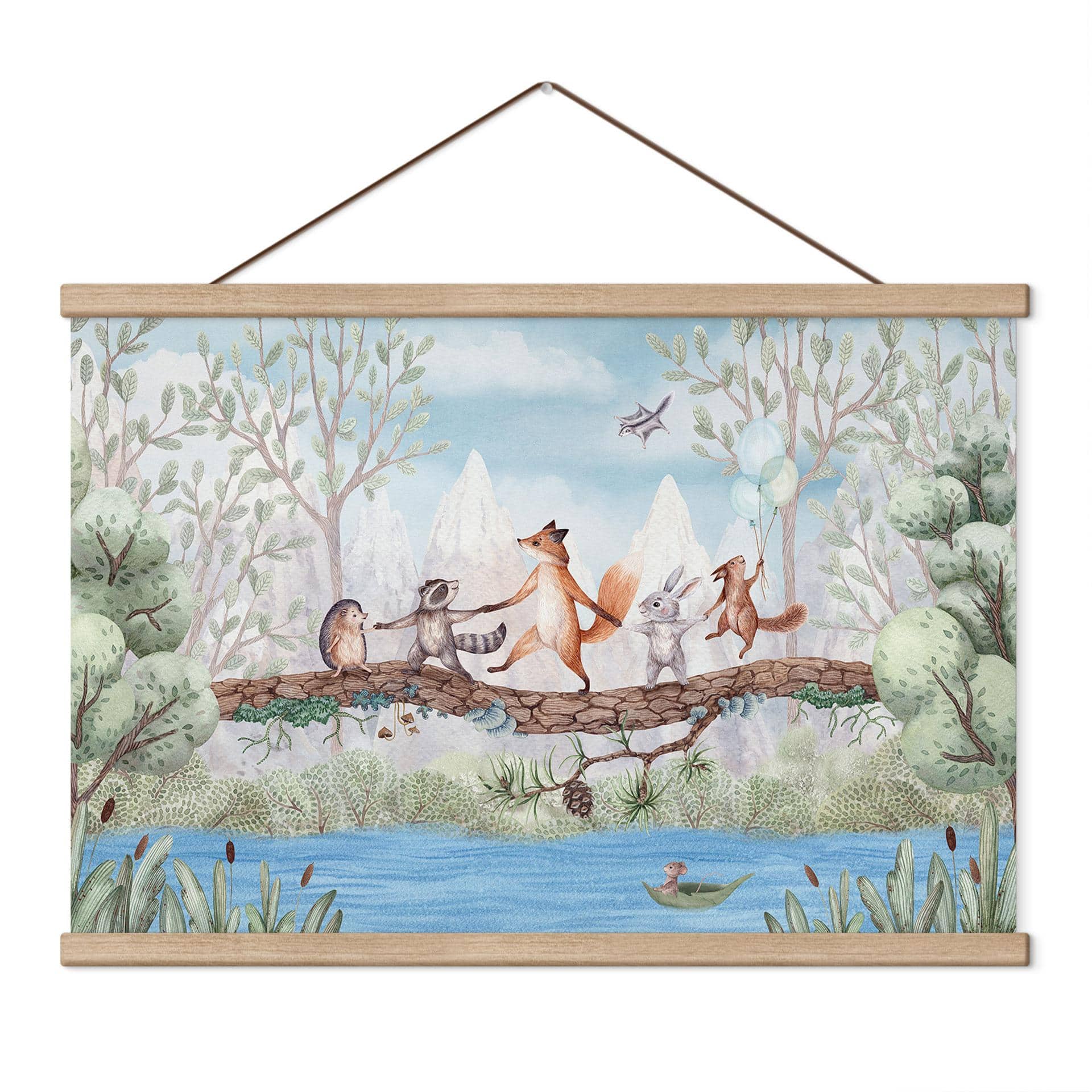 Kinderkamer Textielposter Dierlijk uitstapje in de natuur - Oliver Robins