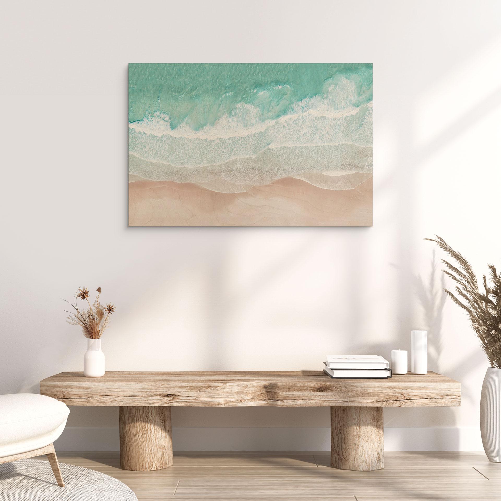 Holzbild Sanfte Wellen am Strand - Sisi & Seb