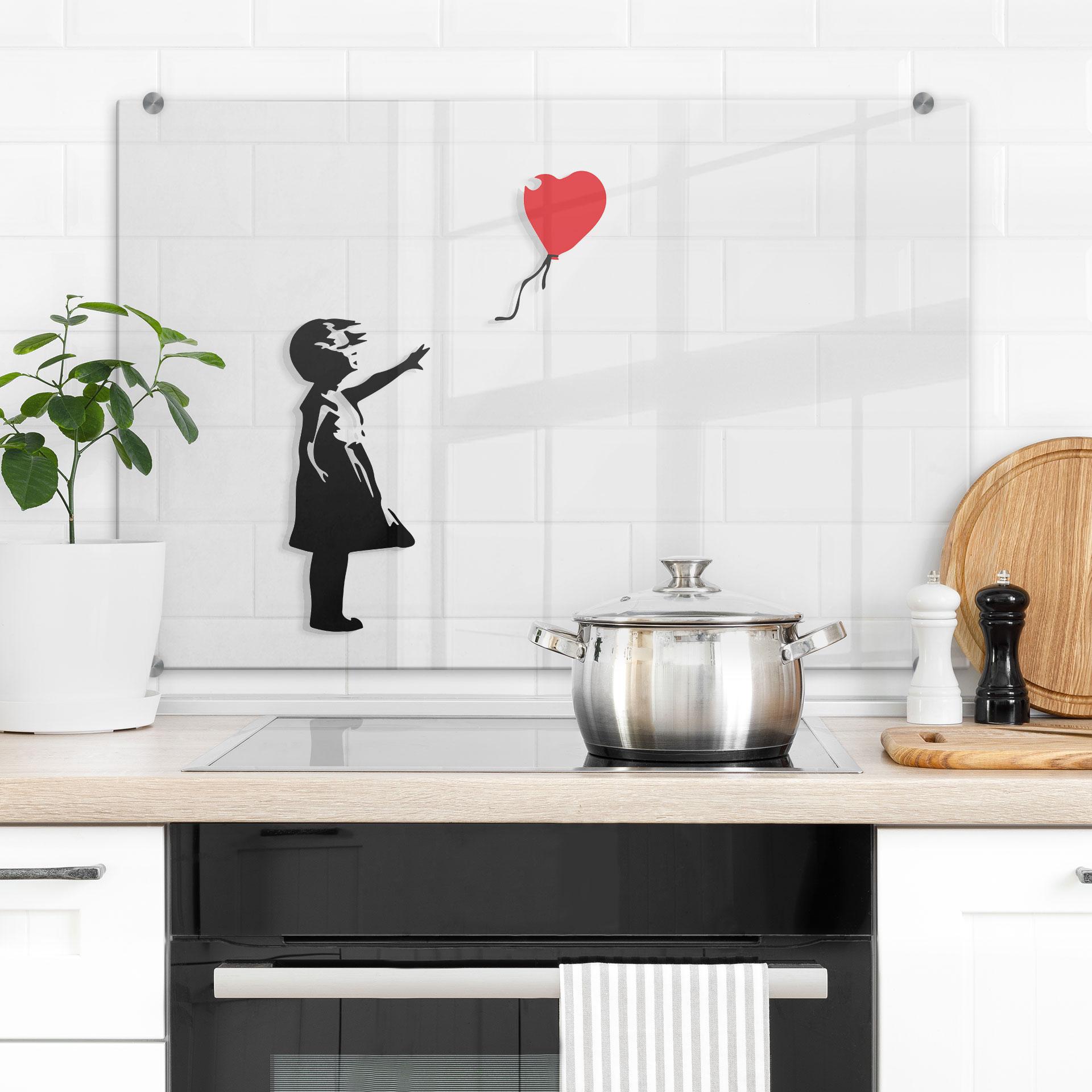 Stænkplade - Banksy - Girl with red balloon - Transparent