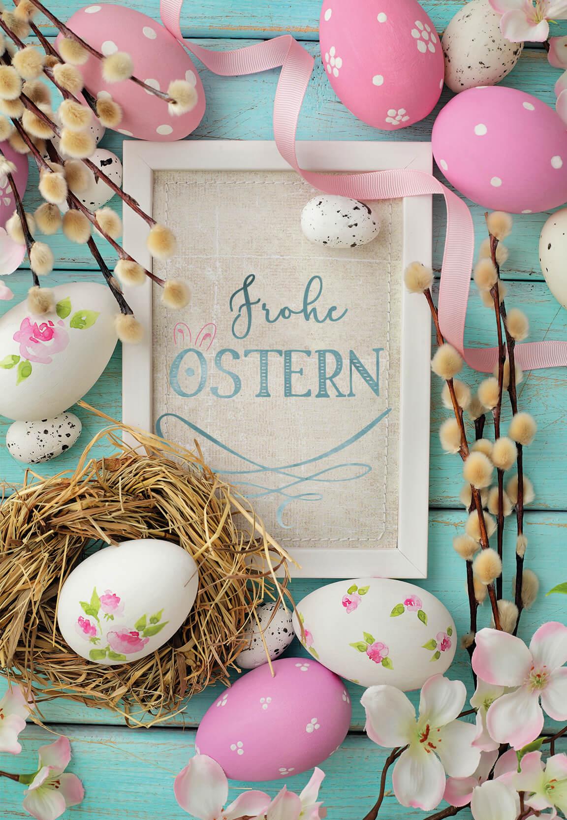 Gutschein Frohe Ostern - Osternest - bunt