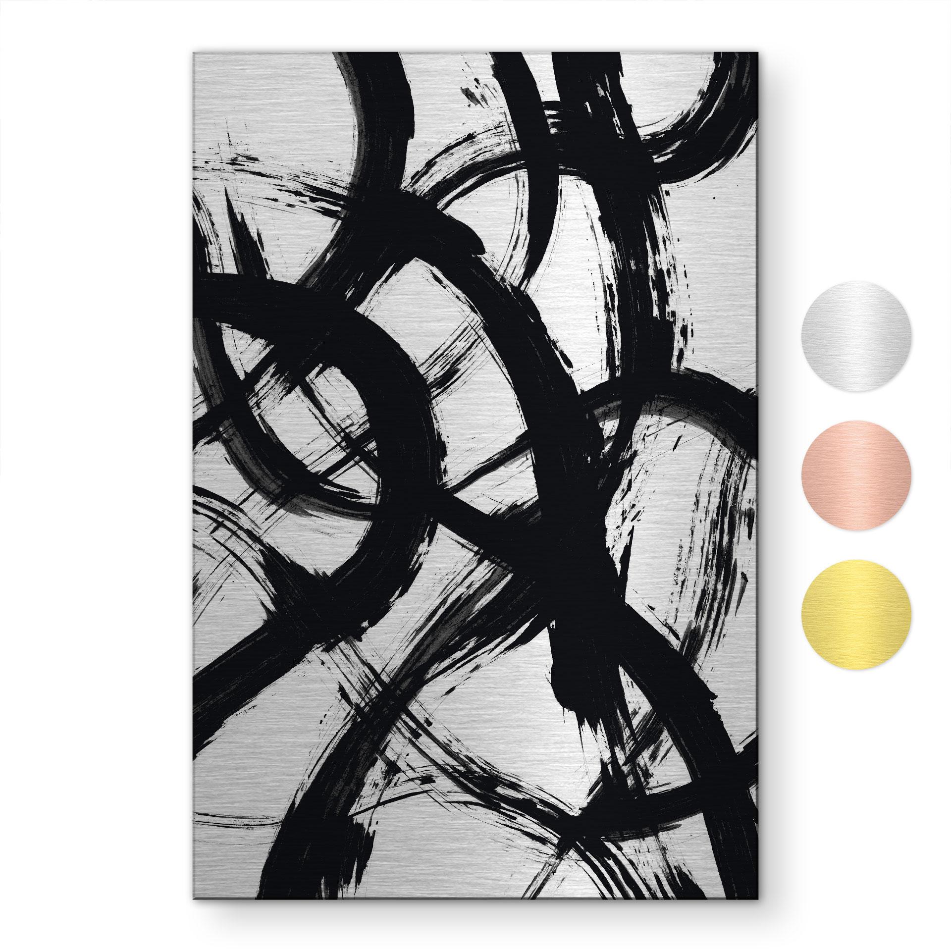 Geborsteld Alu-Dibond met goud-, zilver- & kopereffect - Expressieve penseelkunst - Böhmer