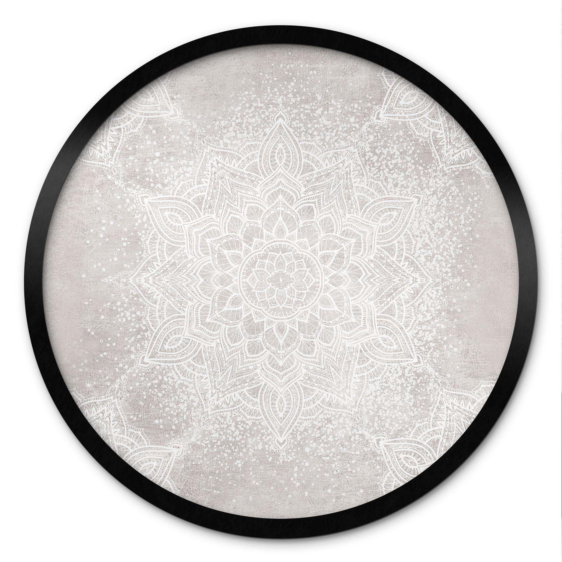 Plakat Soft Mandala på grå-beige - Bloomery Decor - Rund