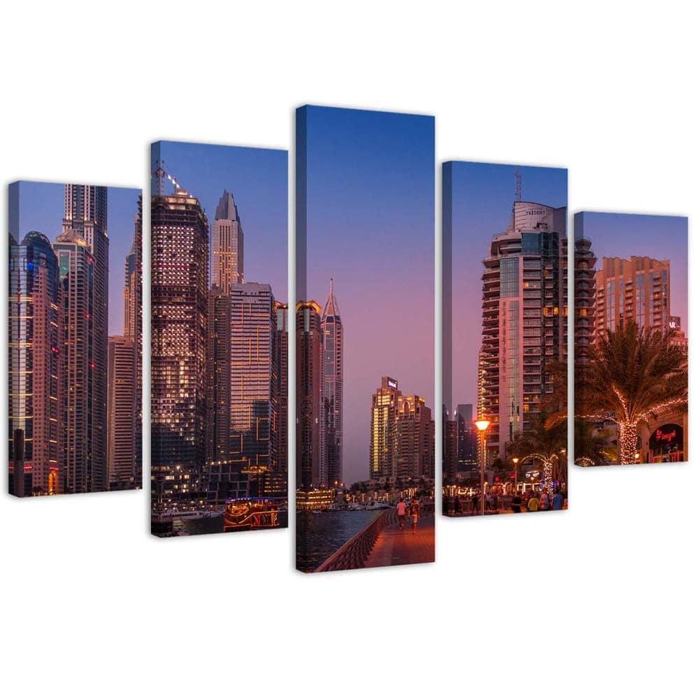 5 stykke lærredstryk, nætter i Dubai City