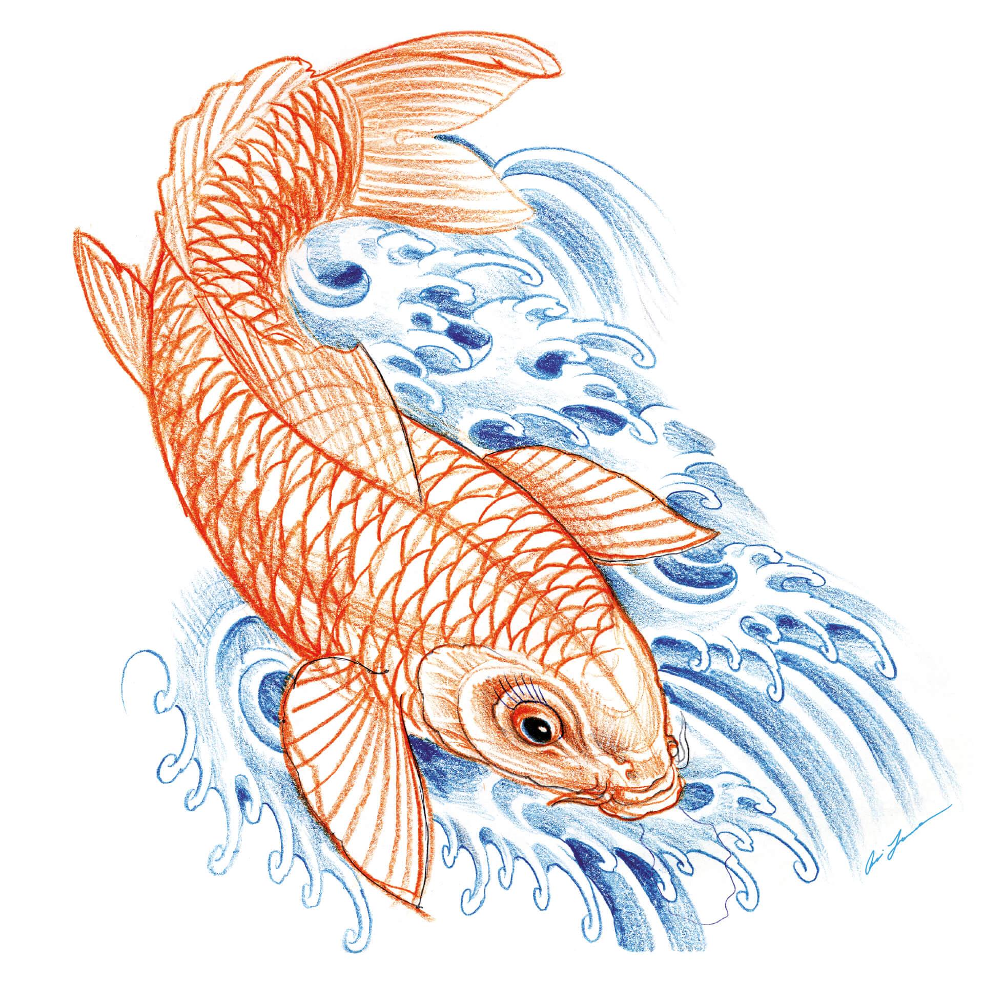 Fensterbild Miami Ink Japanischer Koi