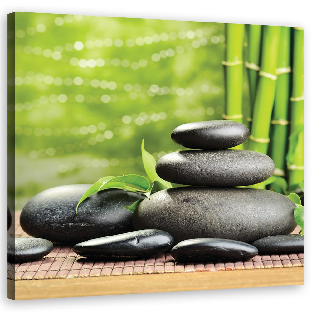 Canvasbillede, bambussten Zen Spa