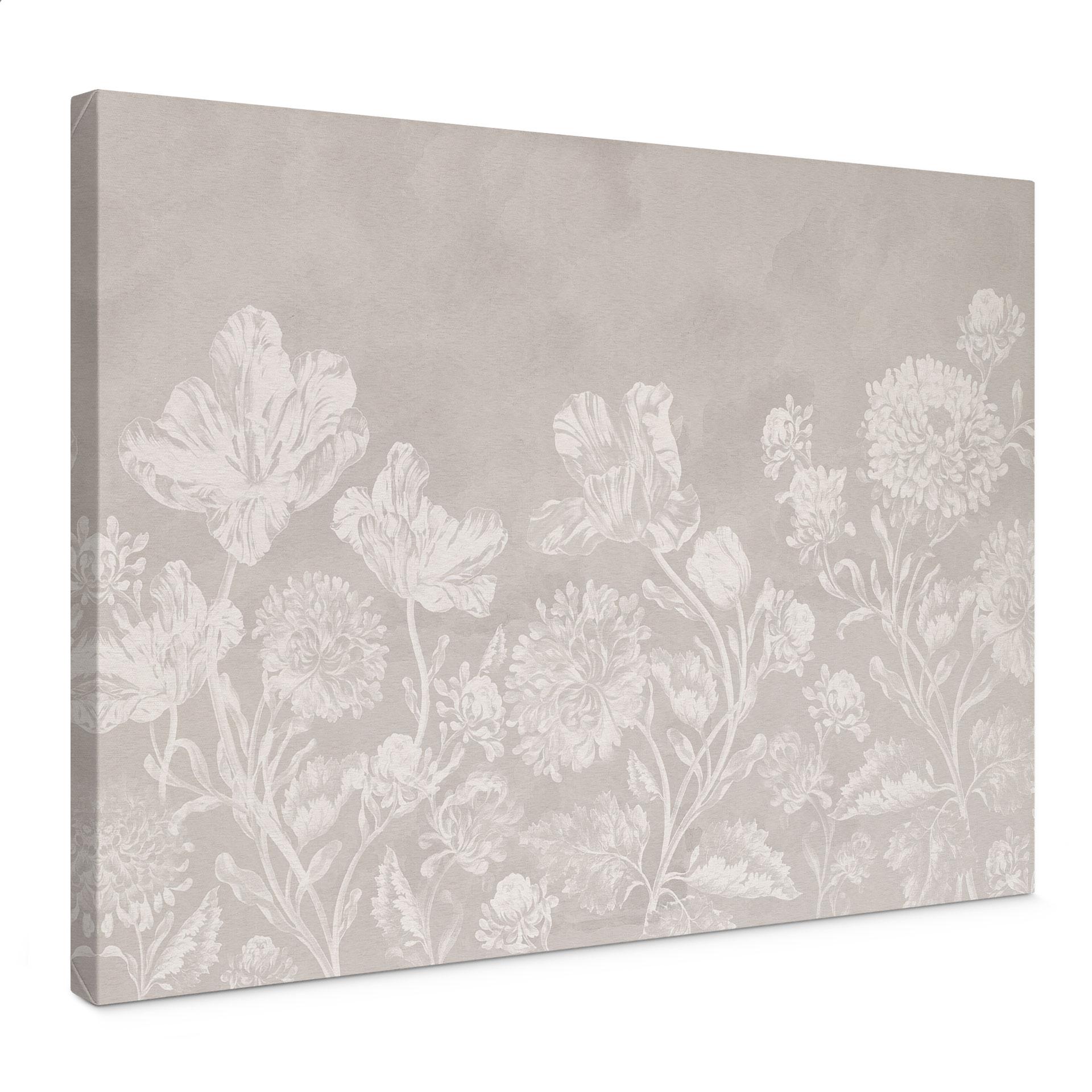 Canvasbillede vilde blomster i kridtlook beige - Bloomery Decor