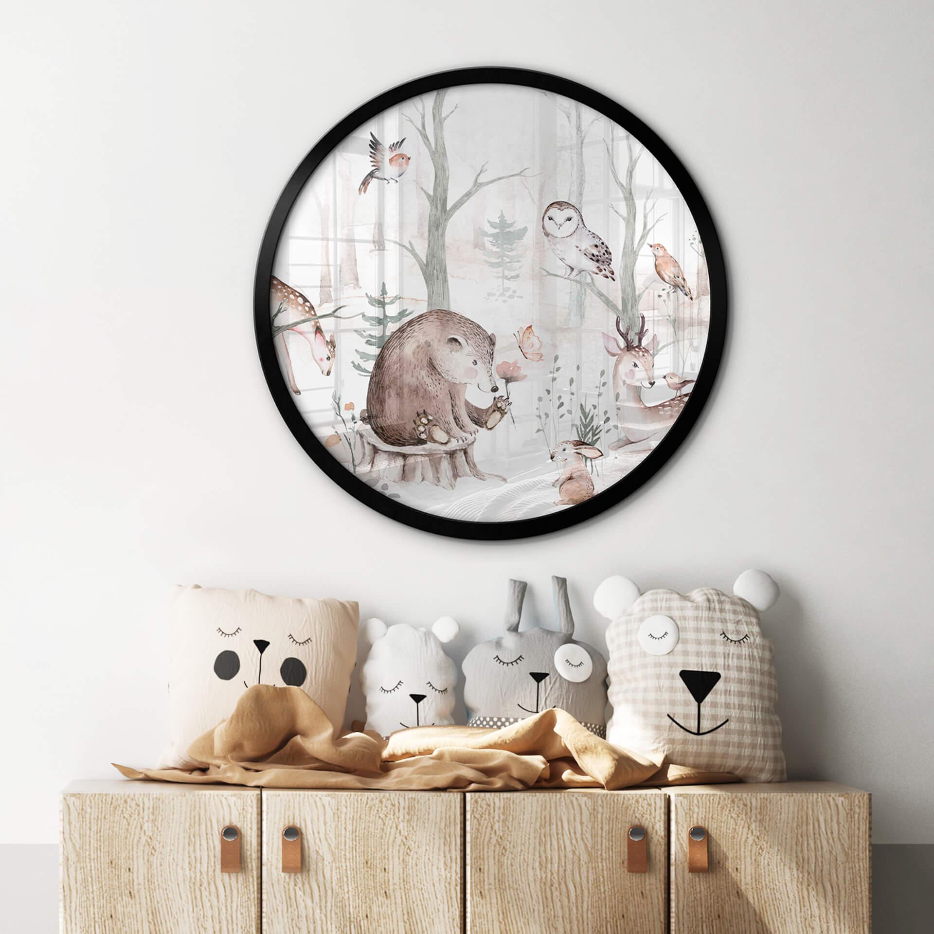 Póster Kvilis - Amigos animales en el bosque - Redondo