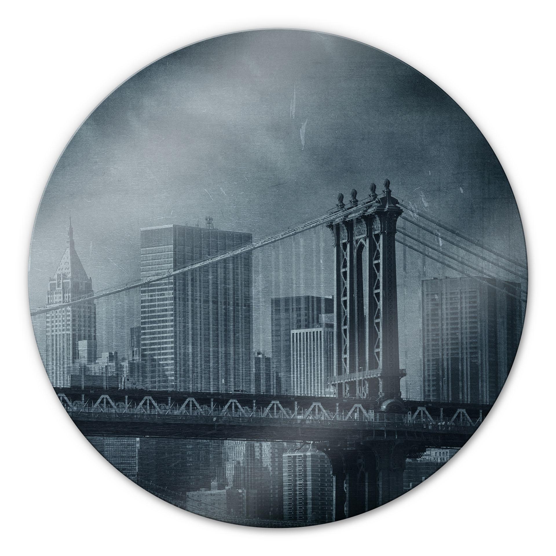 Tableau en verre - New York Bridge - rond