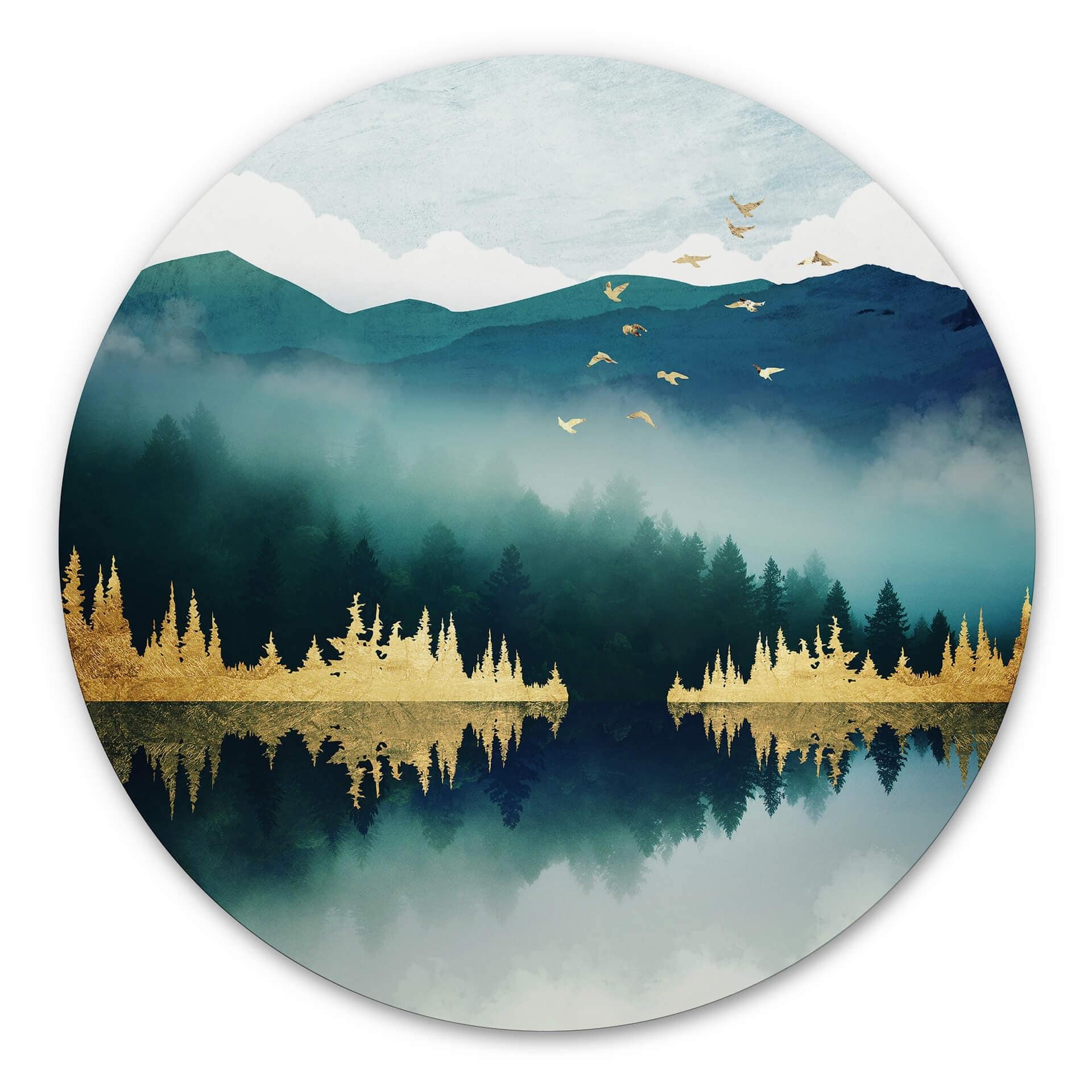 Tableau sur alu-Dibond rond SpaceFrog Designs - Matin calme