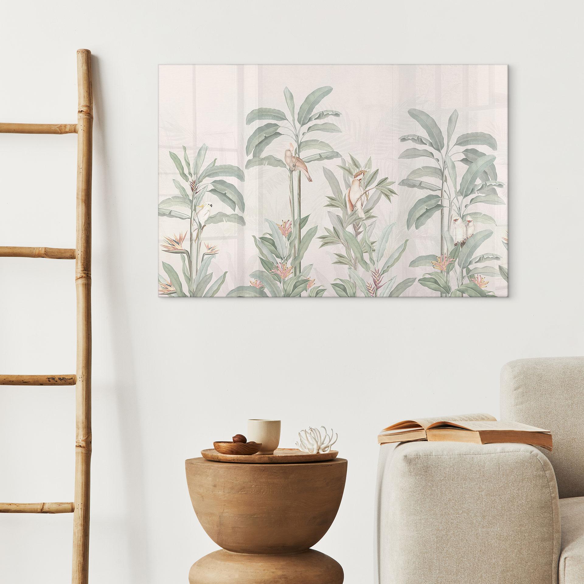 Akrylbillede Tropisk skov med kakaduer - Bloomery Decor
