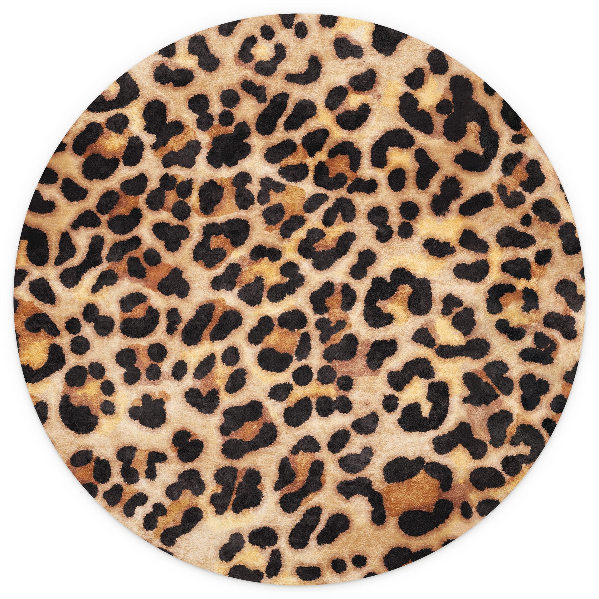 Fotobehang Wild Leopard - Dierenprint - Tunaboylu - Rond - vliesbehang/zelfklevend vliesbehang