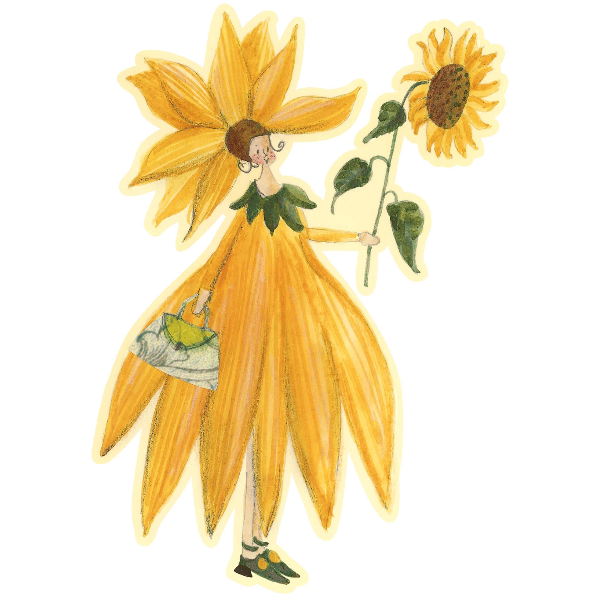 Muursticker Leffler - Zonnebloem meisje