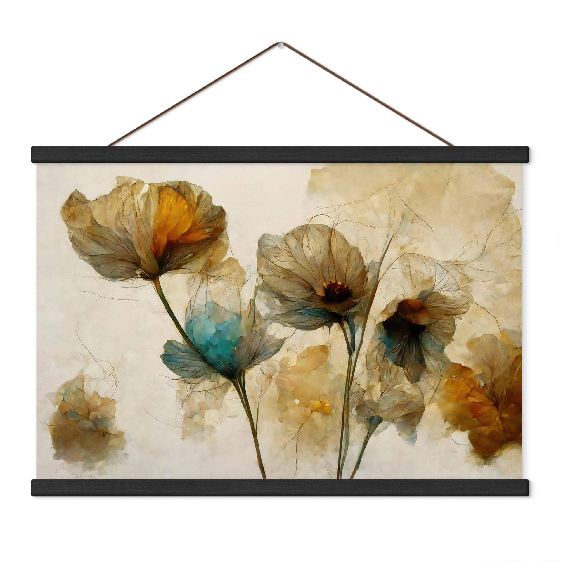 Stoffbild Trockenblumen Mohn im Vintage-Look - Treechild