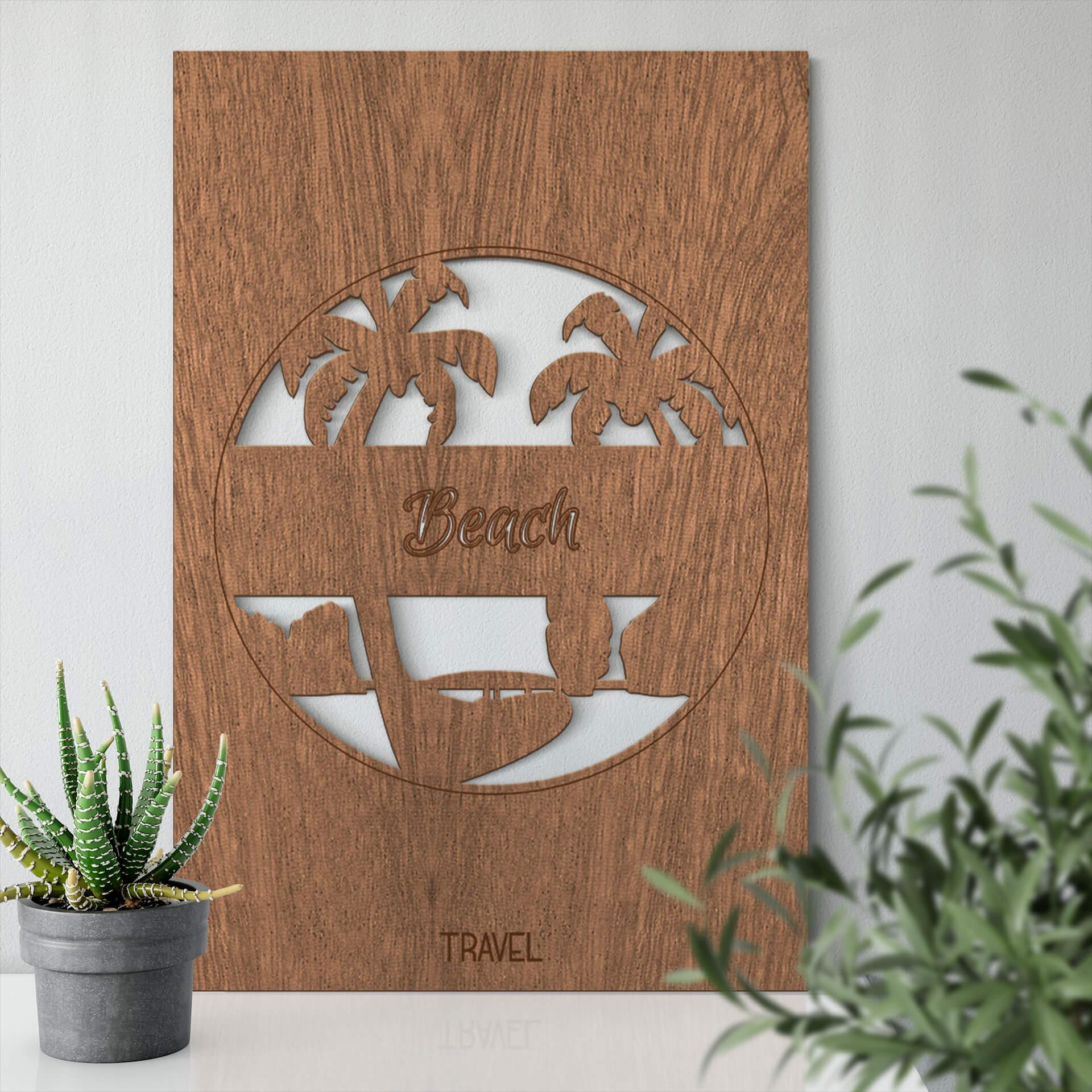 Cuadro decorativo de caoba - Travel Beach