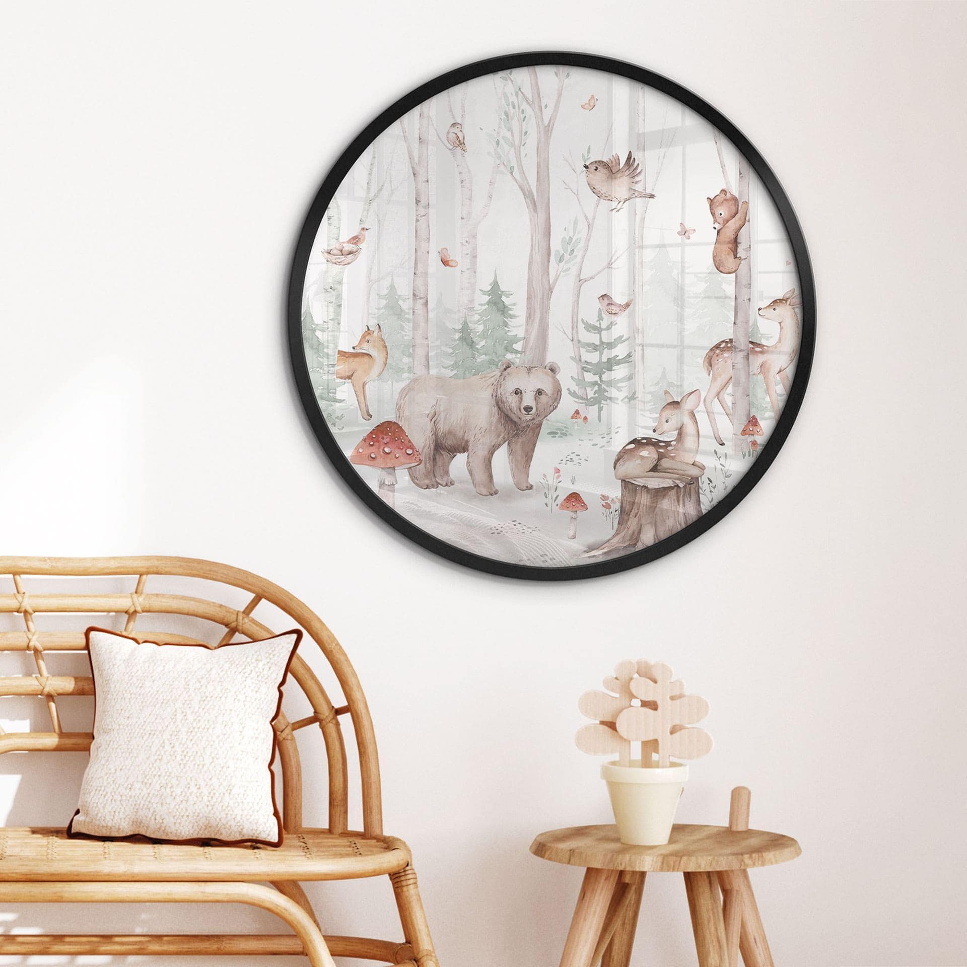 Plakat skovens dyr om efteråret - Kvilis - Round