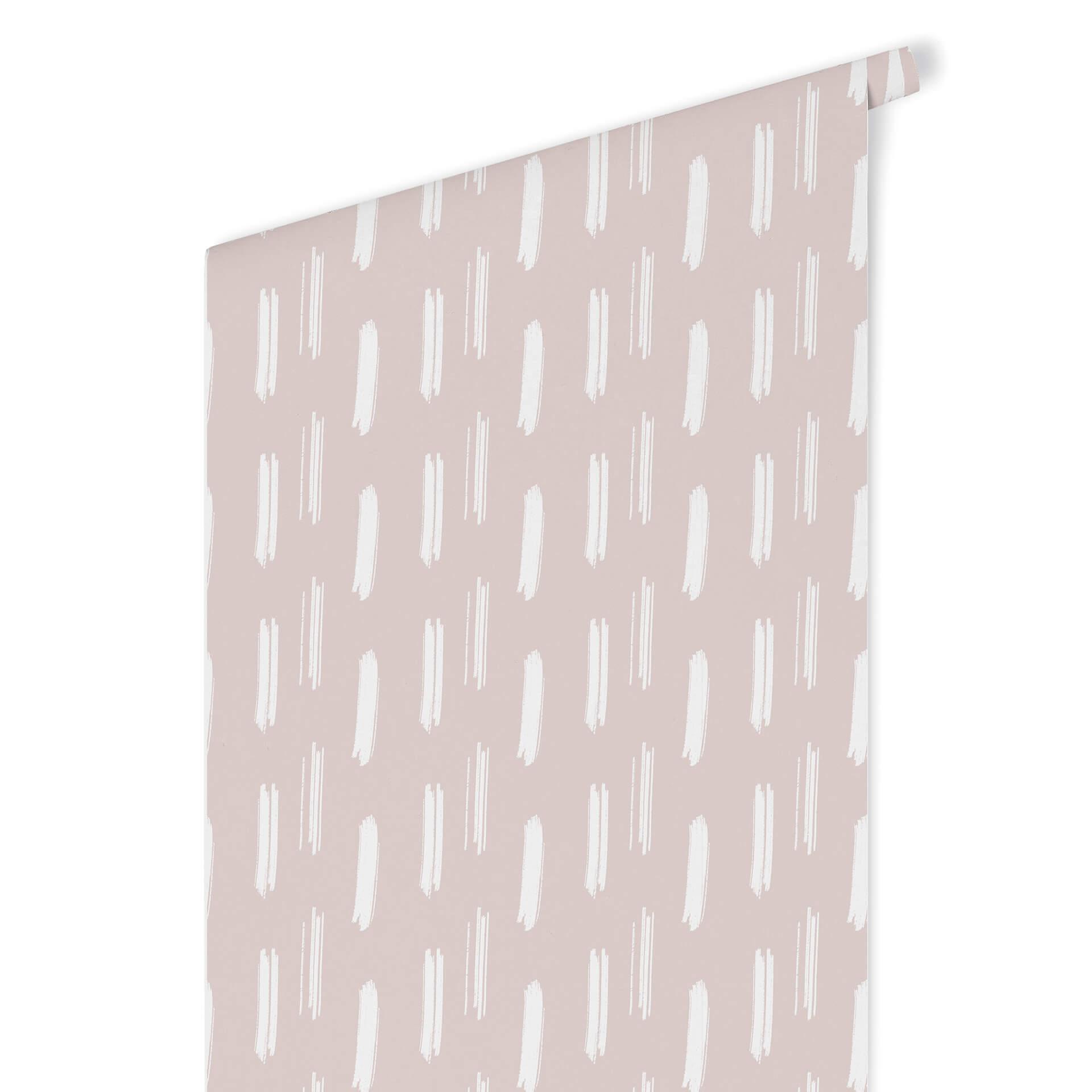 Patroonbehang – Penseelstreken roze