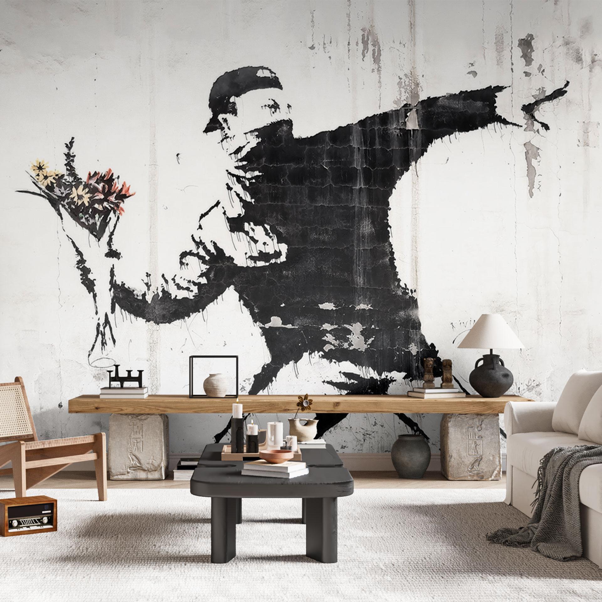 Papier peint photo Banksy - Le lanceur de fleurs