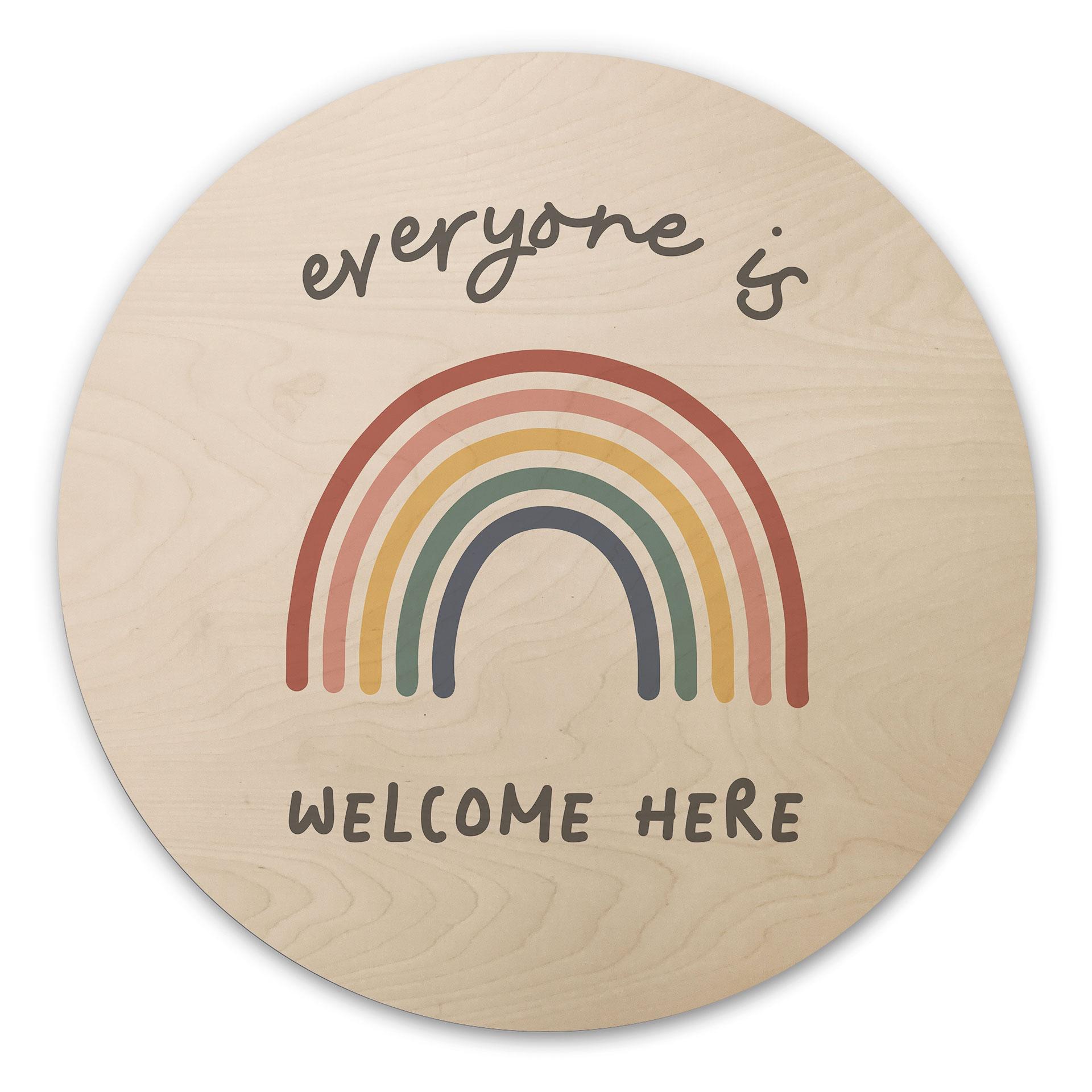 Houten Wanddecoratie Everyone is welcome here - KsanaKalpa - Rond