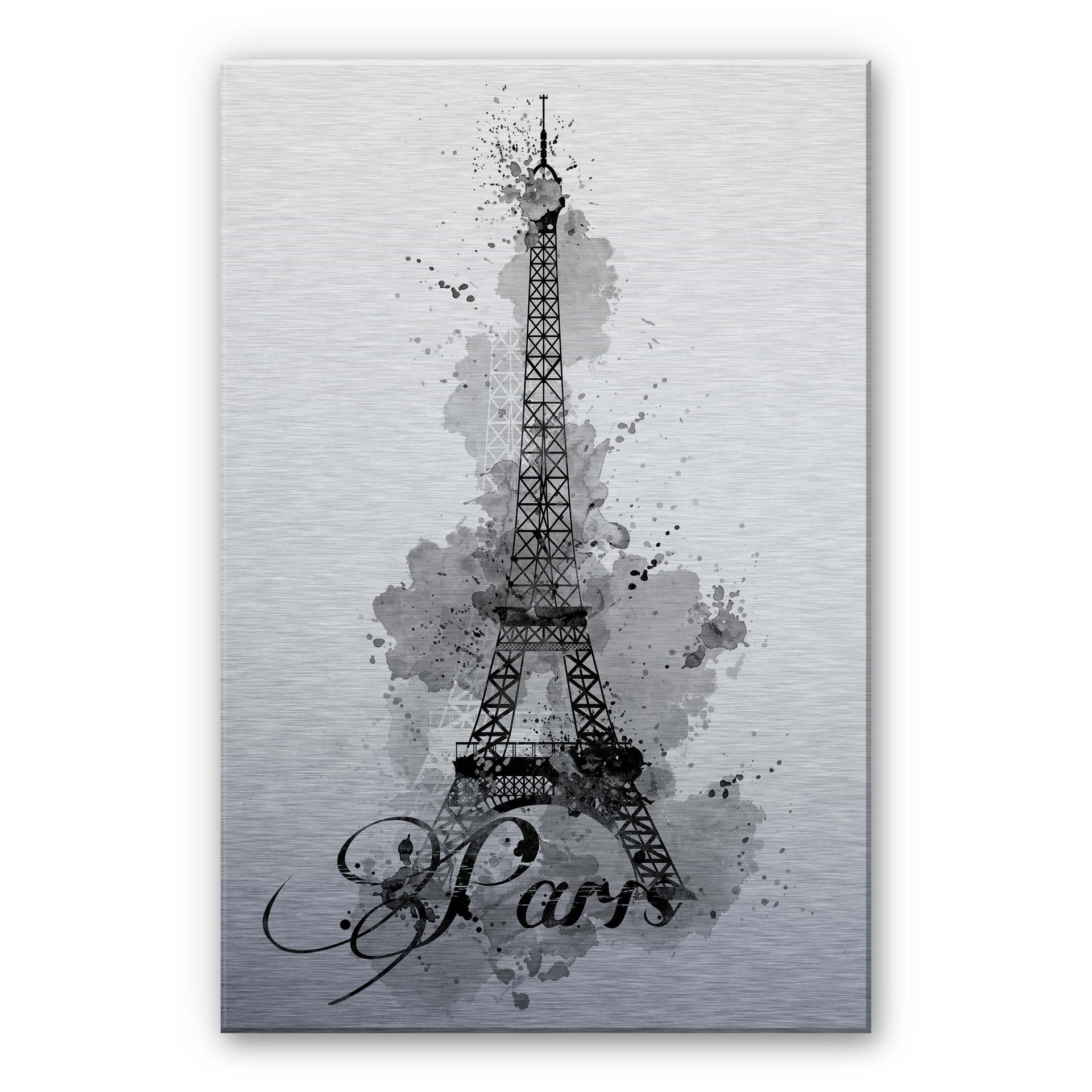 Aluminium Dibond De Eiffeltoren Aquarel zwart/wit