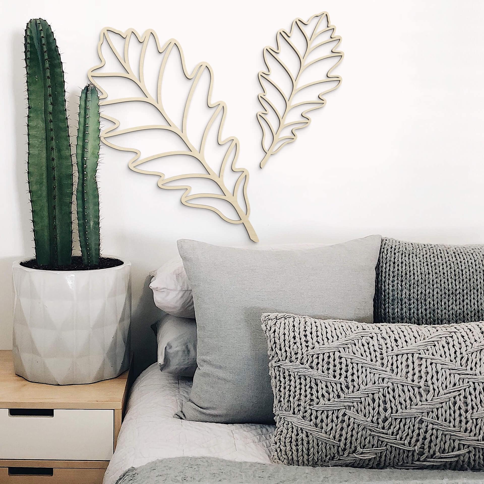 Decoración en madera álamo - hoja - roble curvada
