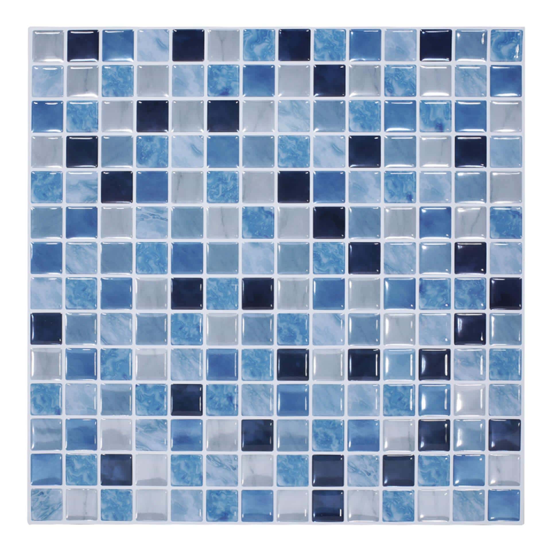 3D Fliesenaufkleber Mosaikmuster Ozeanblau - 4er Set je 30,5 x 30,5 cm