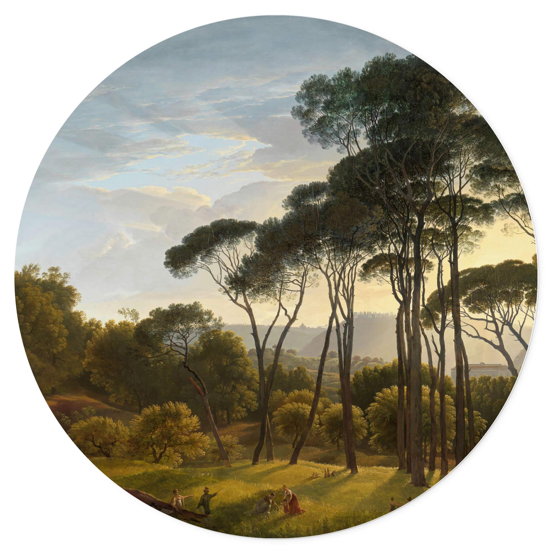 Muursticker Voogd - Italiaans Landschap met Parasoldennen