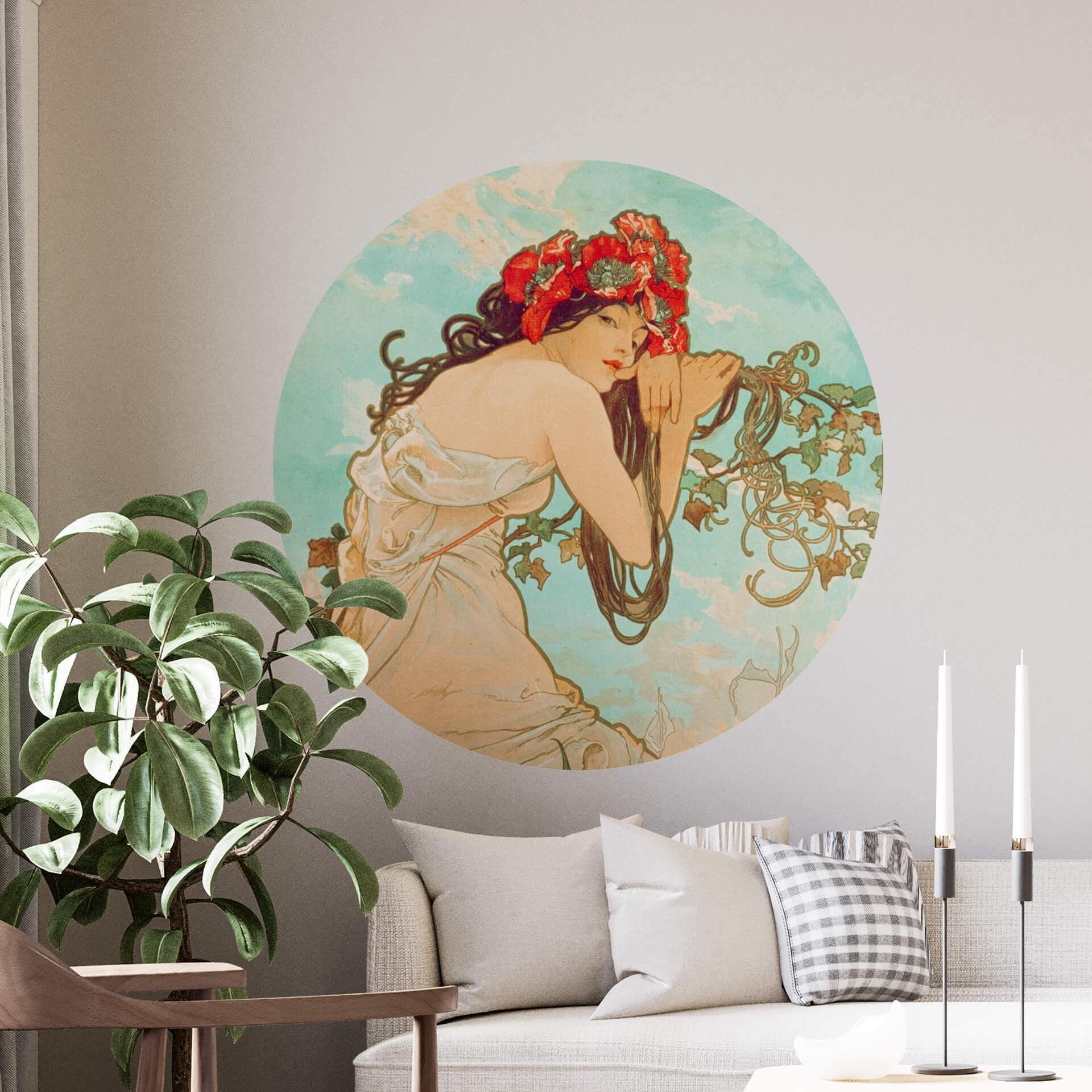 Sticker mural Mucha - Les quatre saisons - Été