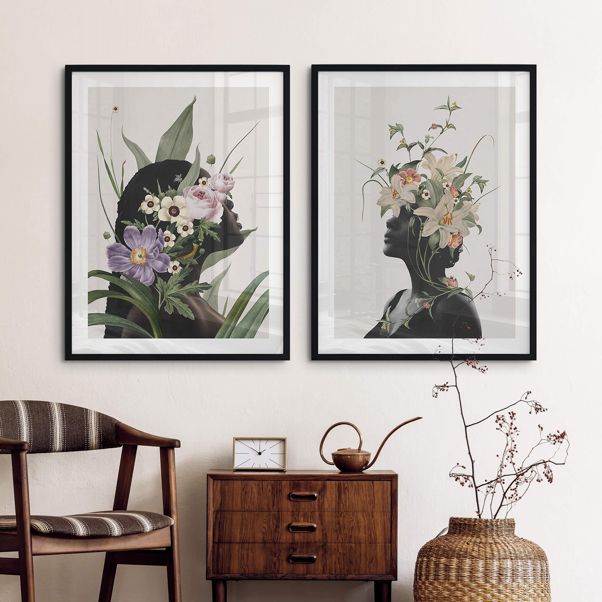 Poster Frida Floral Studio - Frauensilhouette mit Lilienblüten