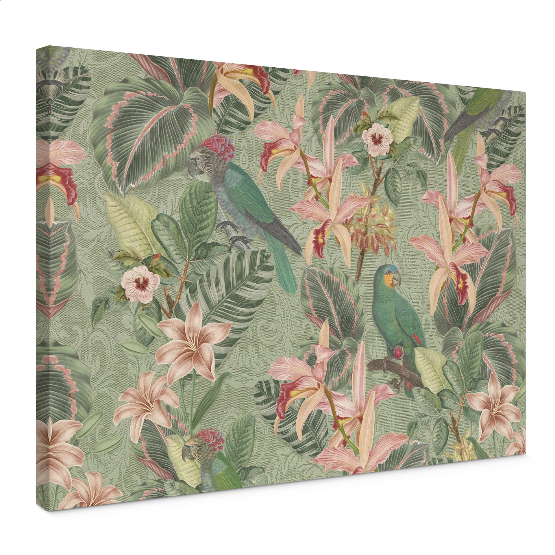 Canvasbillede jungle med papegøjer grøn - Bloomery Decor
