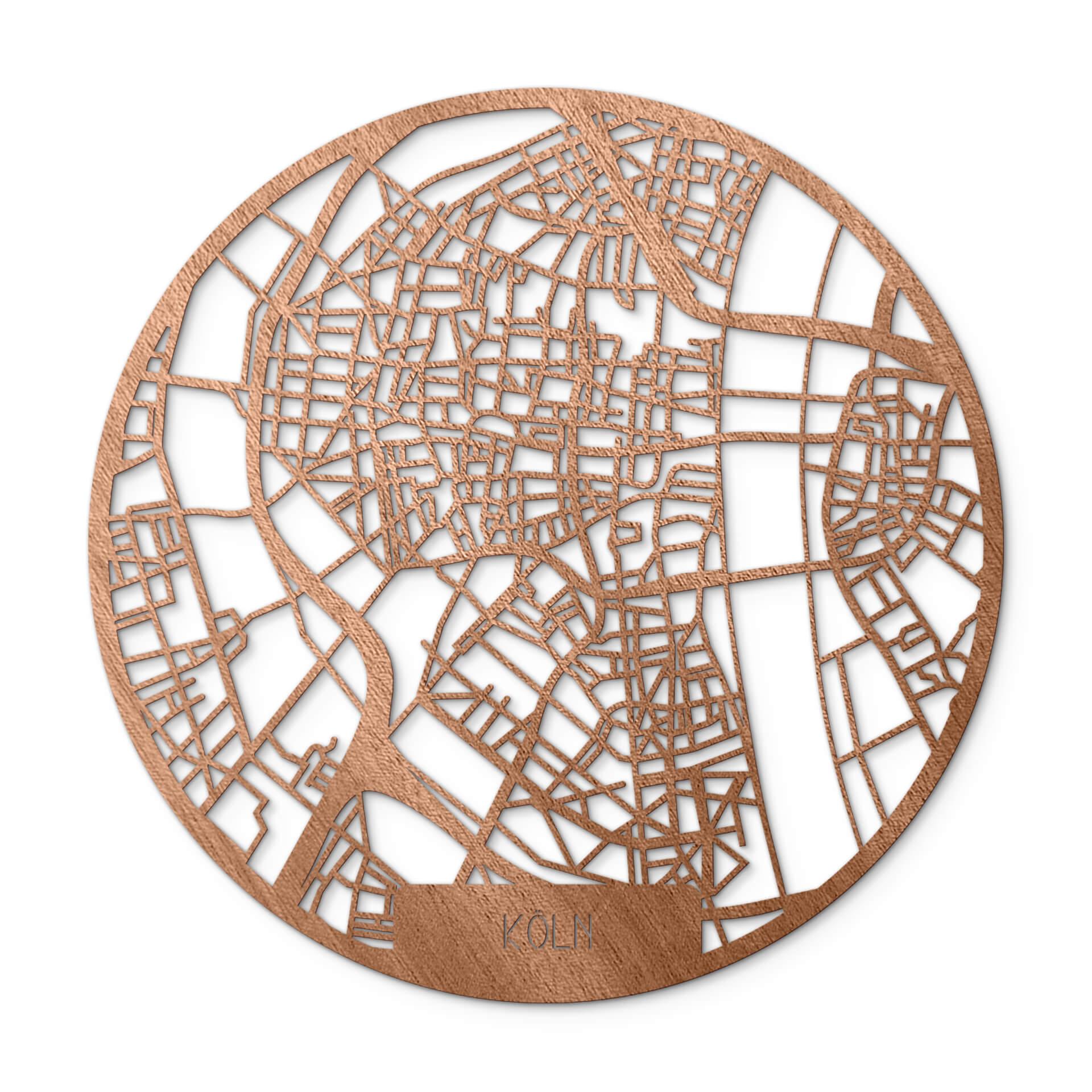 Plano de Colonia en madera de caoba - redondo