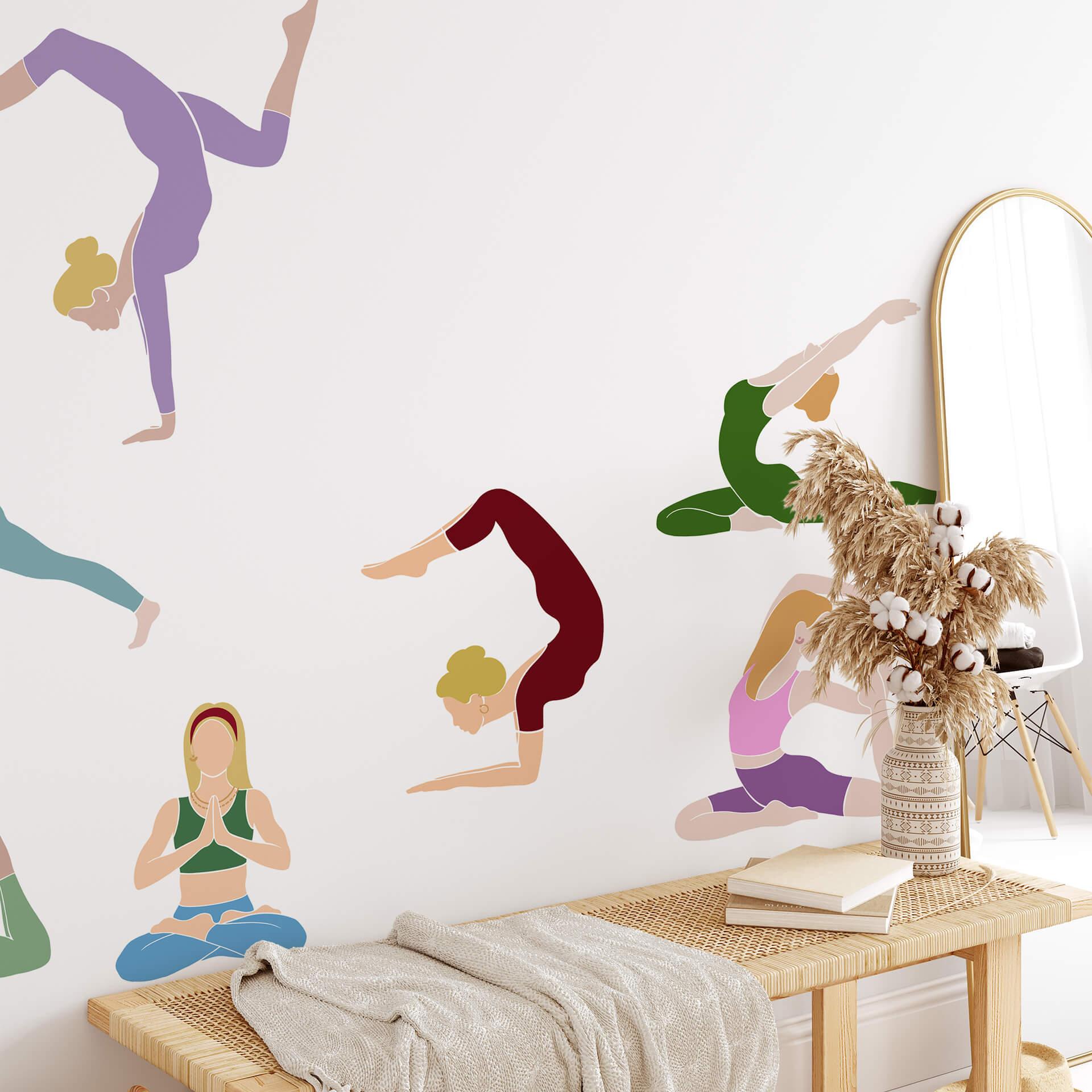 Adesivo murale Yoga Set (8 pz.)