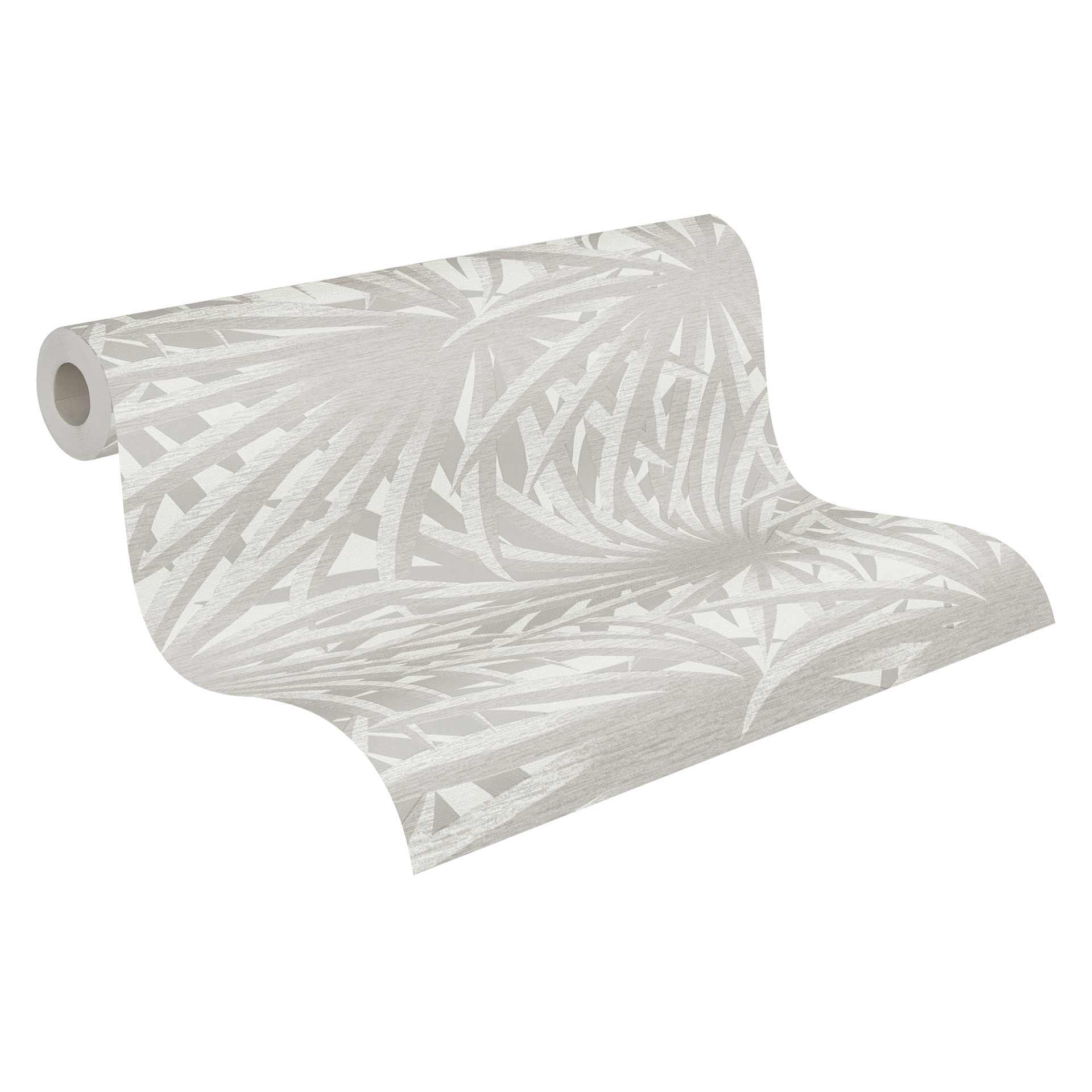 Papel pintado tejido-no tejido Livingwalls Papel pintado de palmeras Metropolitan Stories Said Marrakech gris, metalizado, blanco