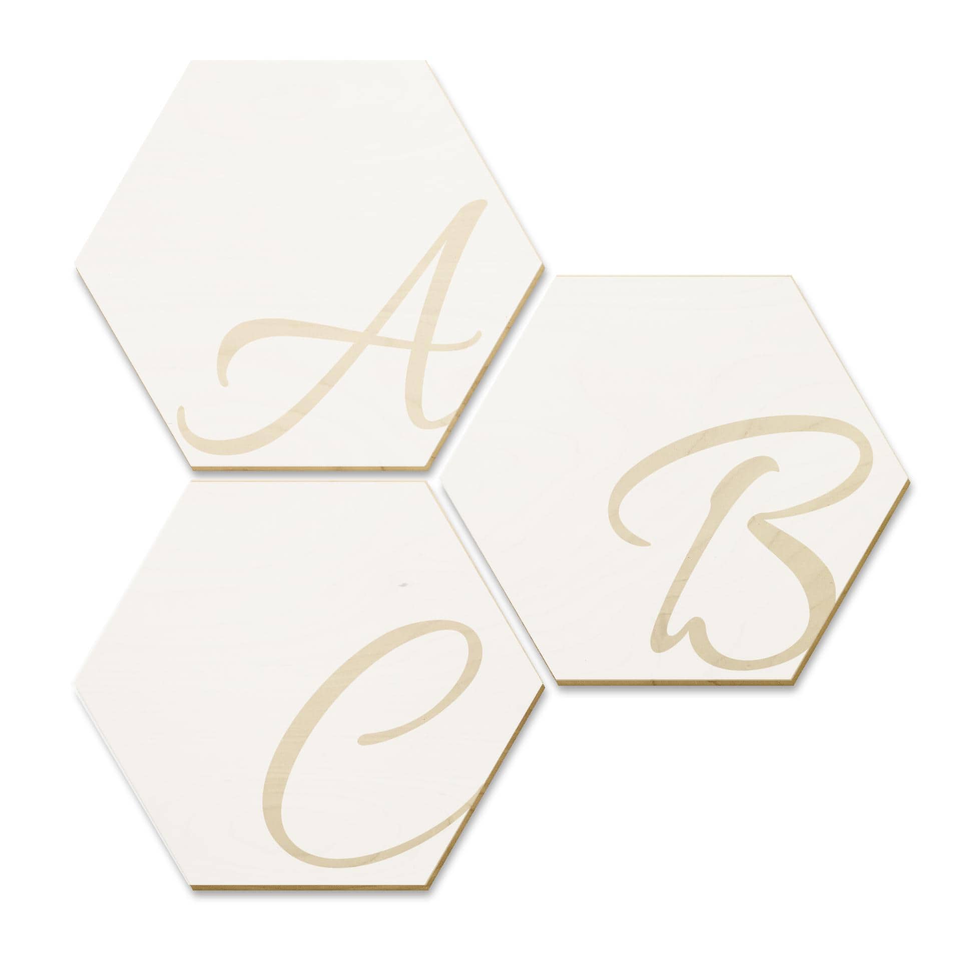 Hexagon bogstaver - Birketræ - Hvid