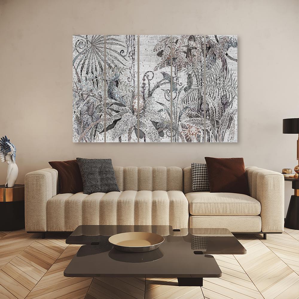 5 stykke lærredstryk Mosaikjungle