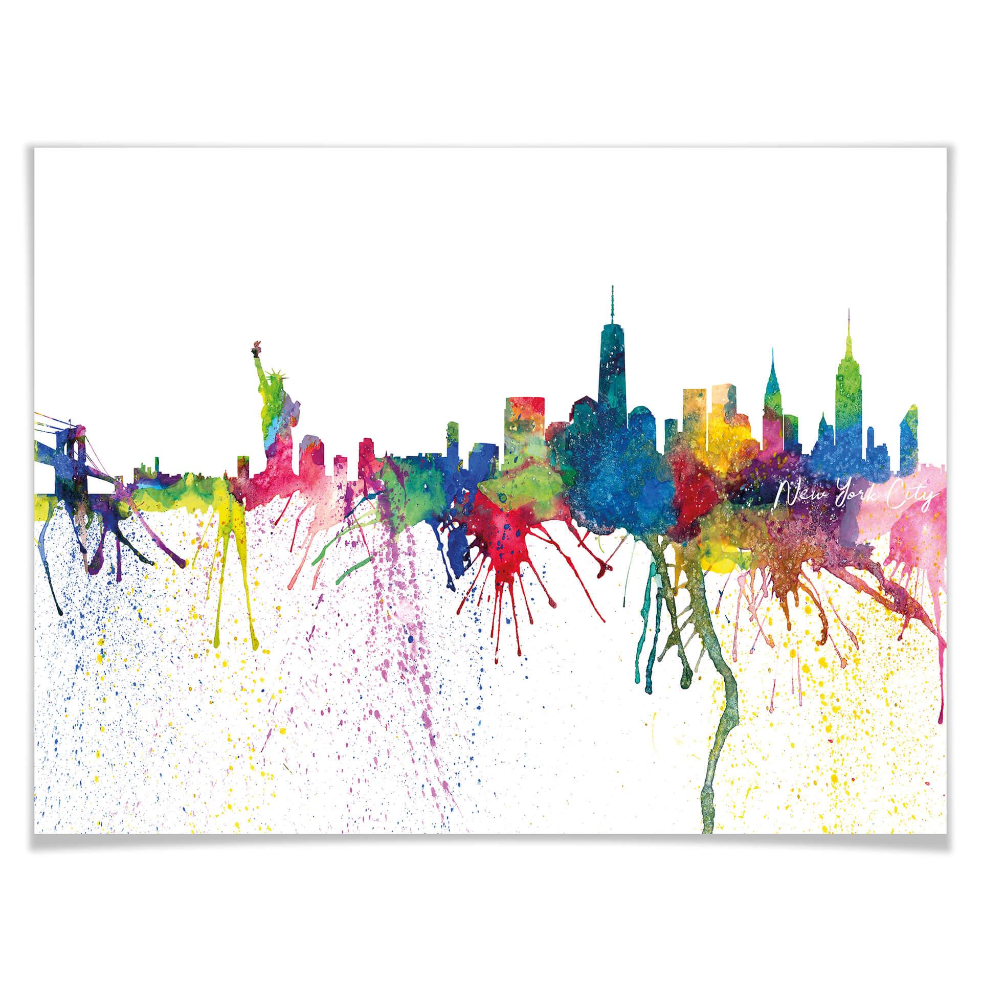 Póster Bleichner - Skyline de New York en acuarela
