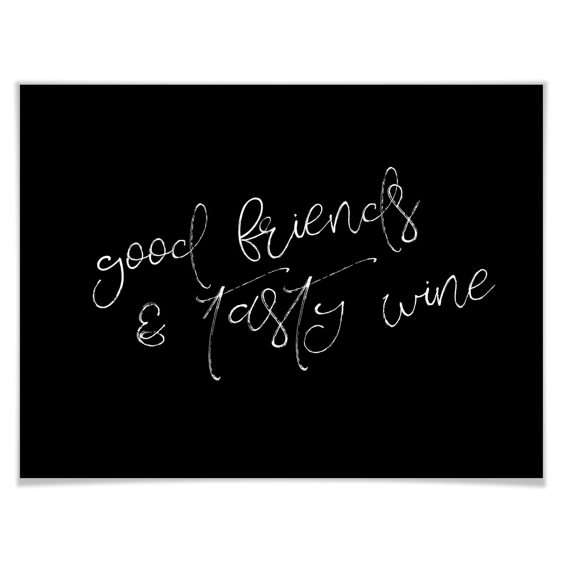 Póster Buenos amigos y buen vino