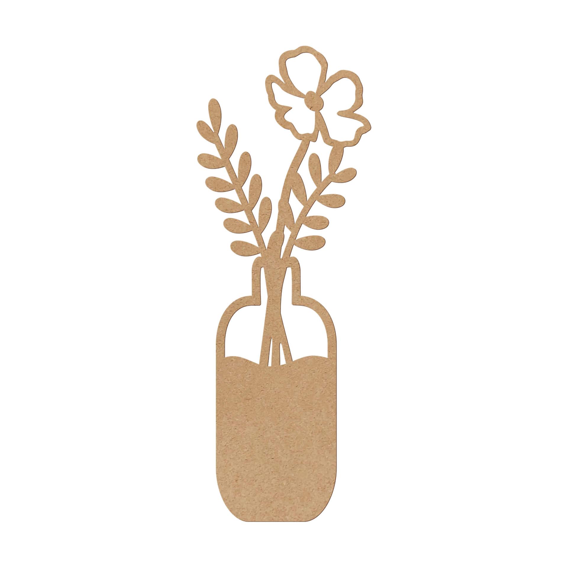 MDF Decoratie naturel Bloemen in een Vaas