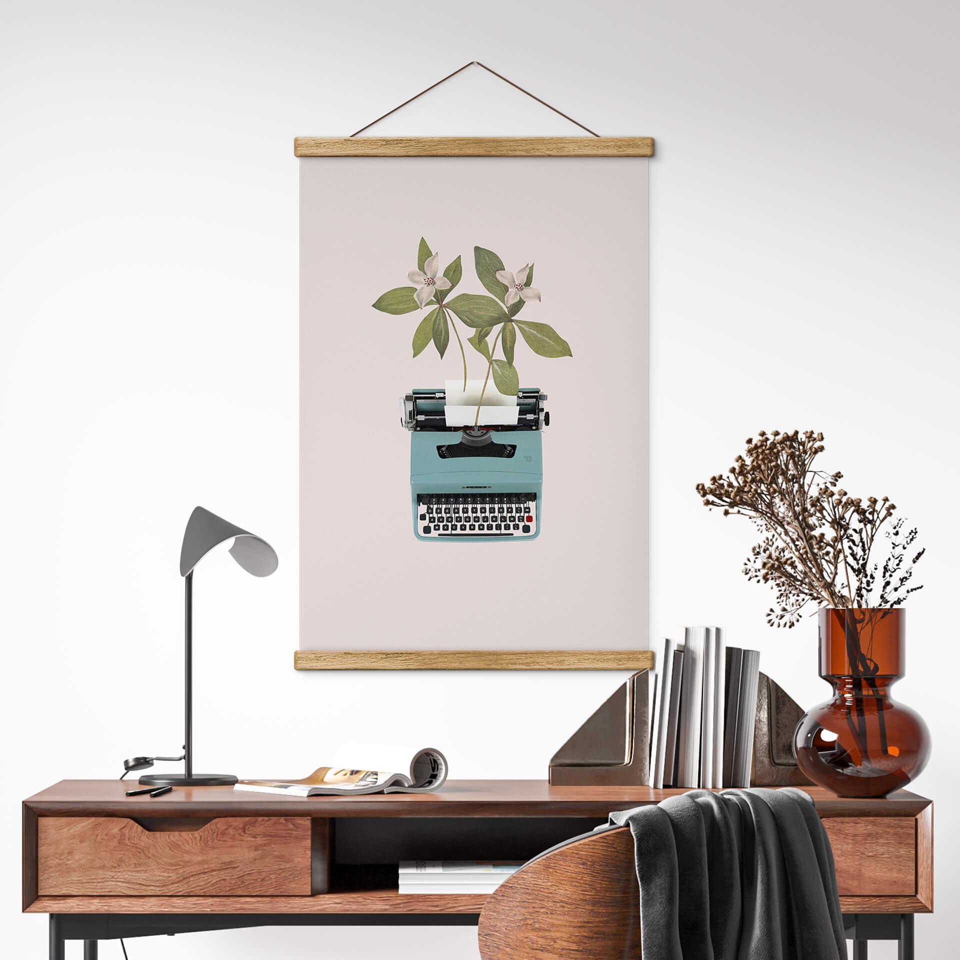 Obraz tkaniny Frida Floral Studio - Botaniczna maszyna do pisania