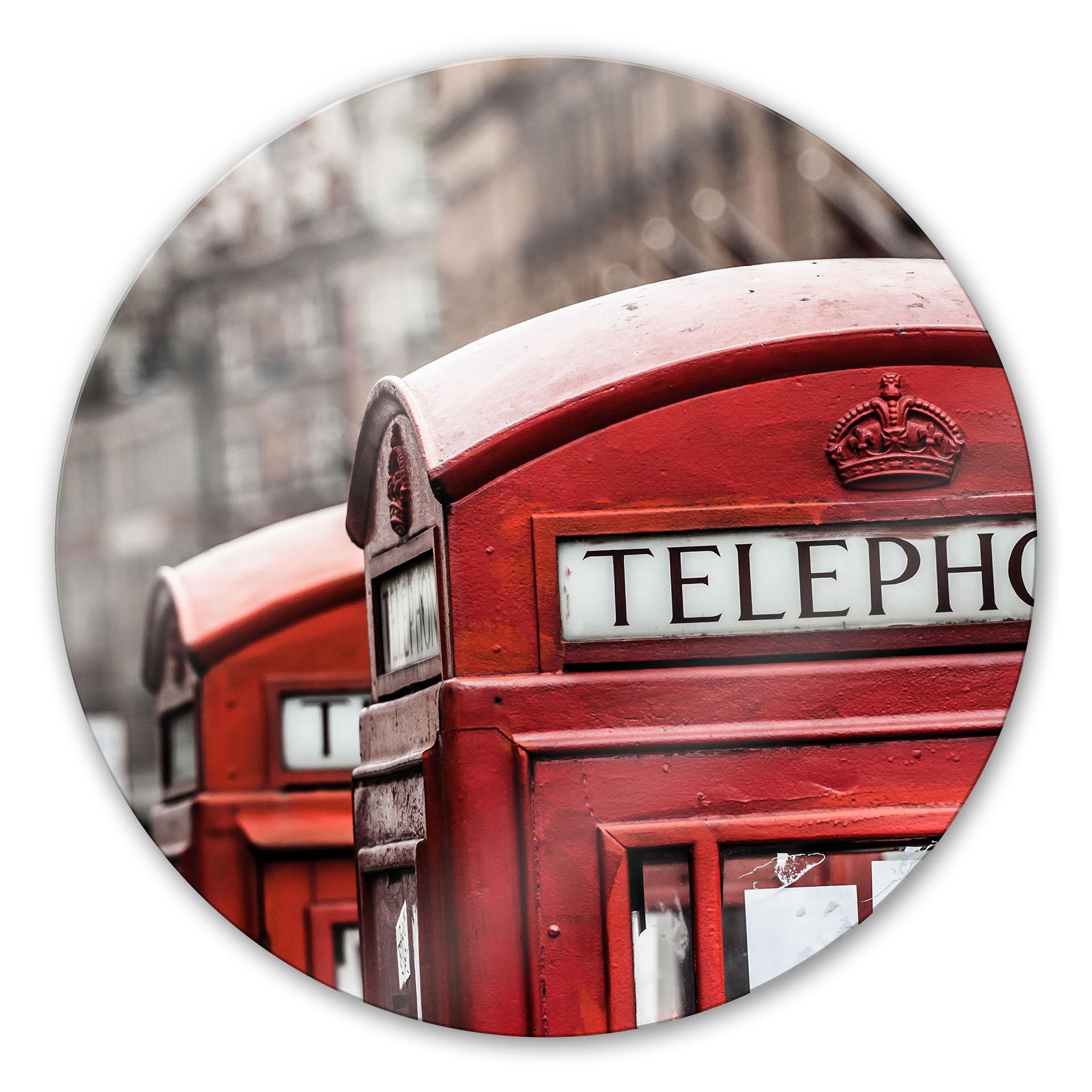 Glasschilderijen Britse Telefooncel - Rond
