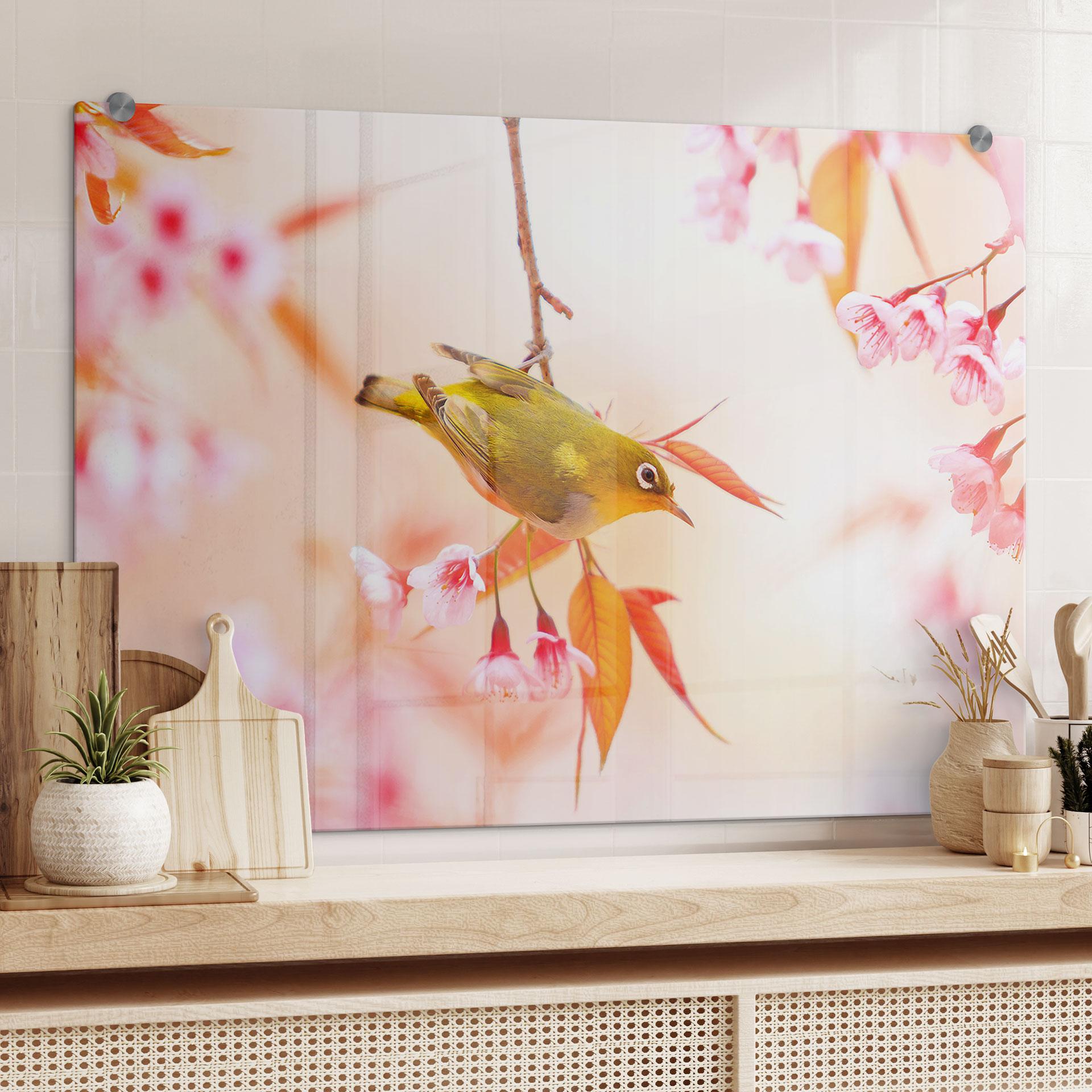 Fugl i kirsebærtræ - stænkplade