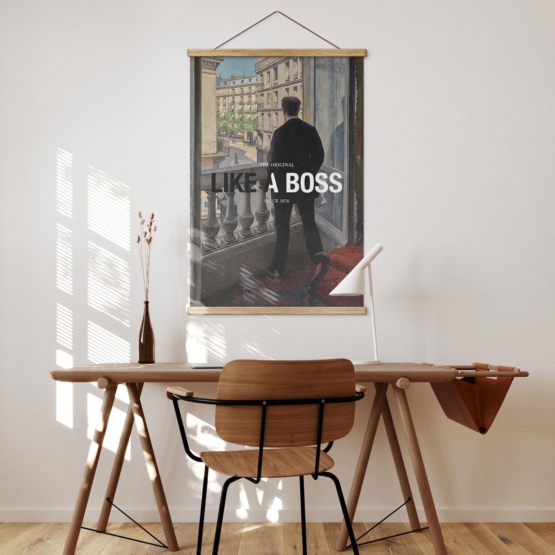 Tekstil plakat Like a Boss - Inspireret af Caillebotte - Ung mand ved vinduet