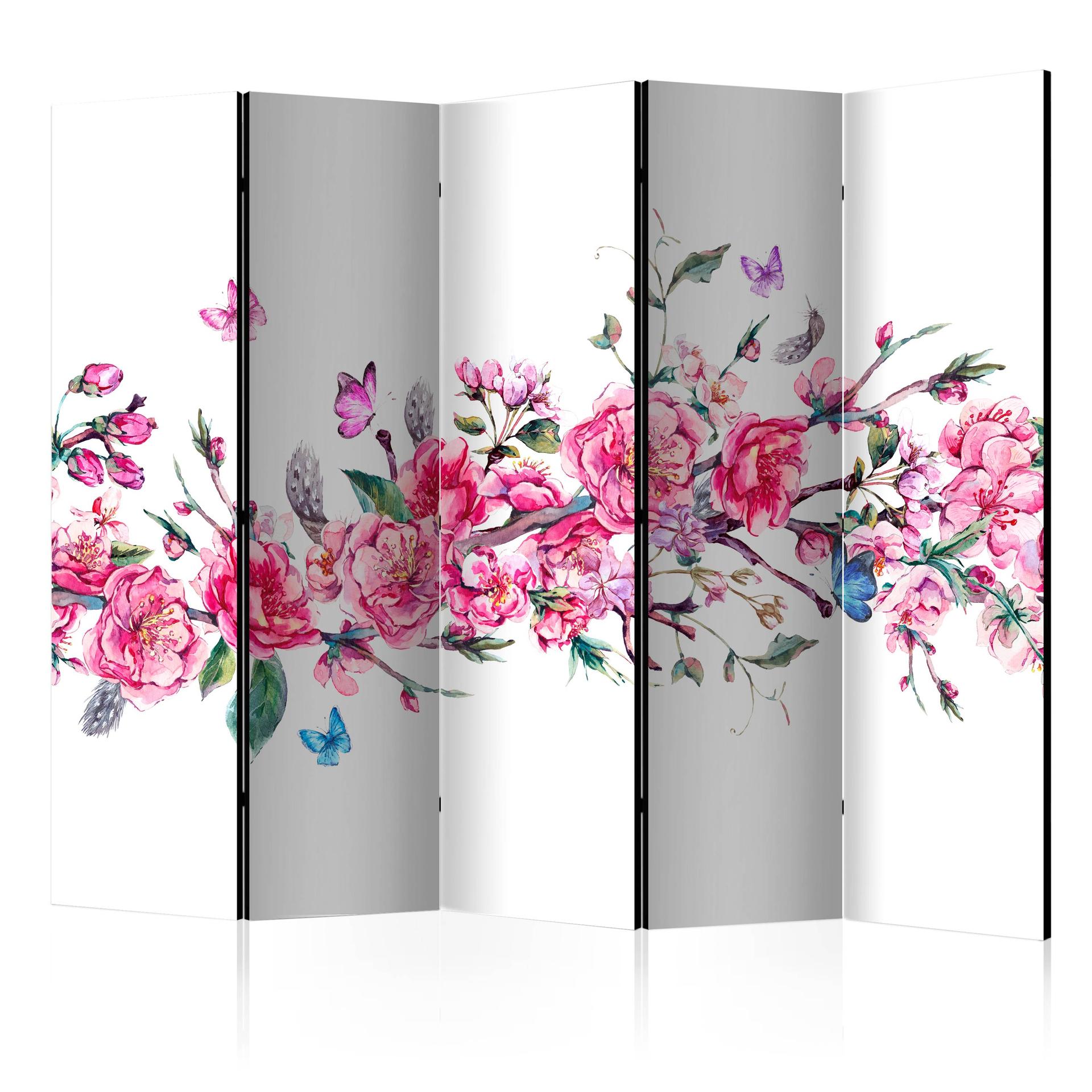 Divisorio per sala - Fiori e farfalle, 3 pezzi