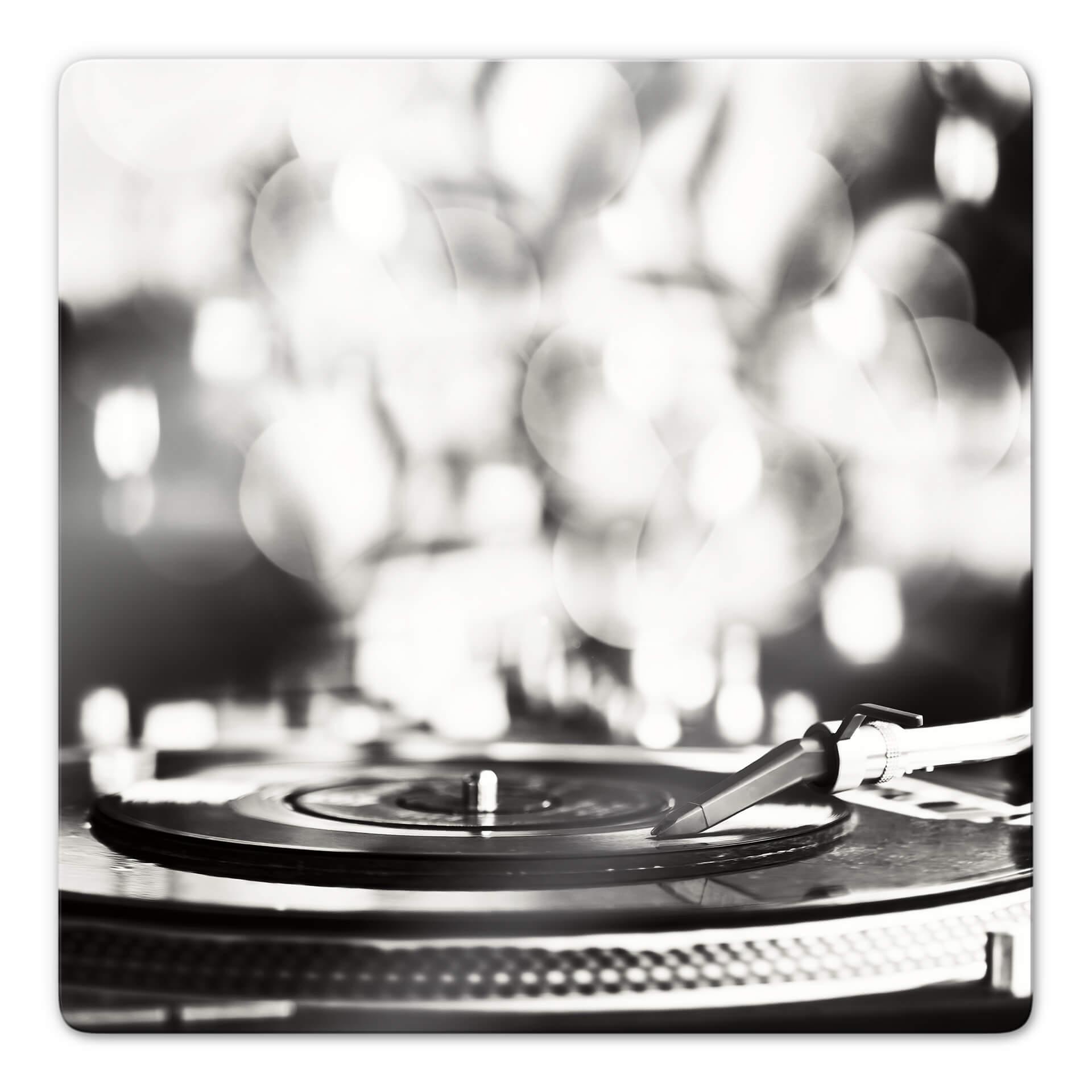 Tableau en verre - Vinyle sur le tourne-disques- Carré