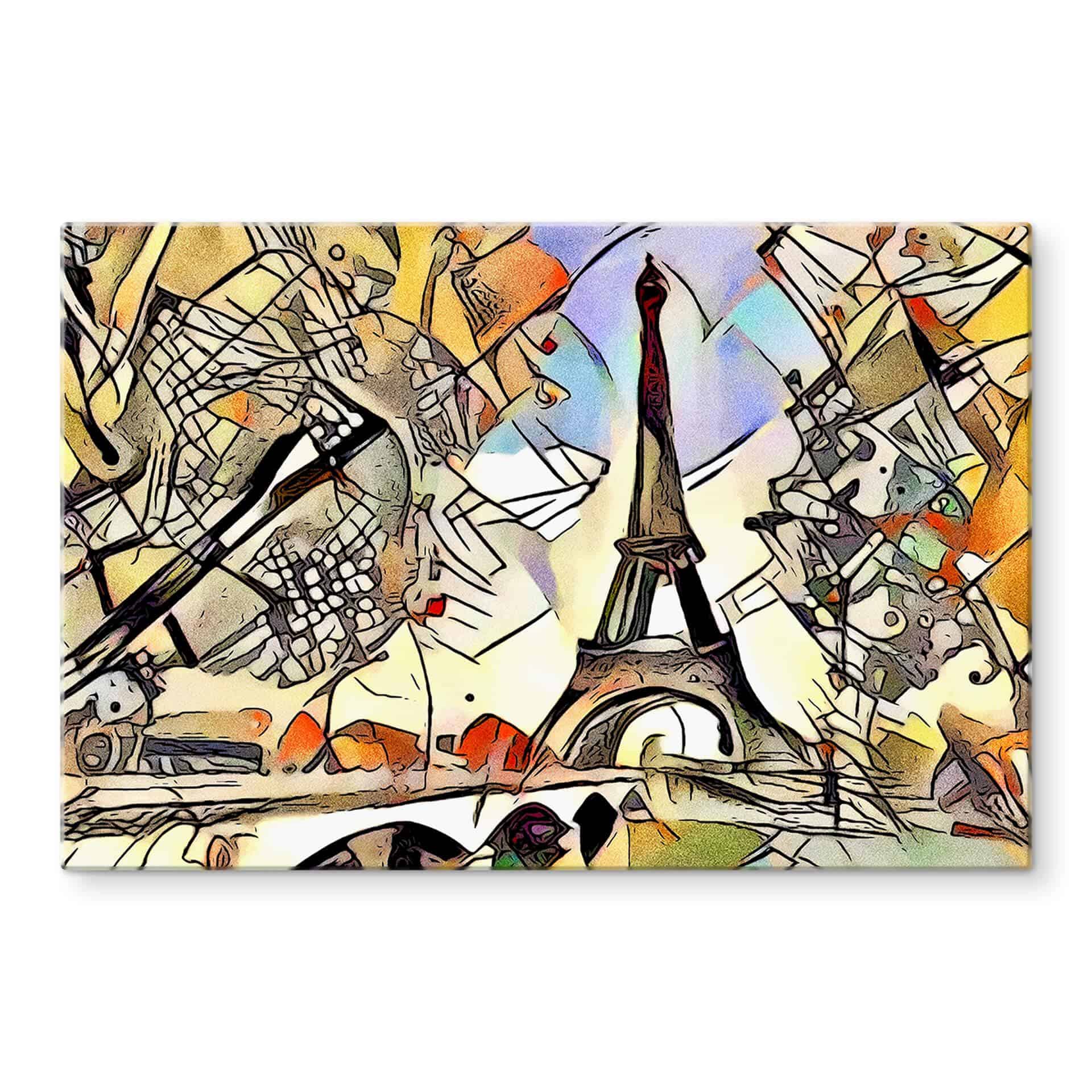 Tableau sur verre Zamart - La rencontre de Kandinsky et de la Tour Eiffel à Paris